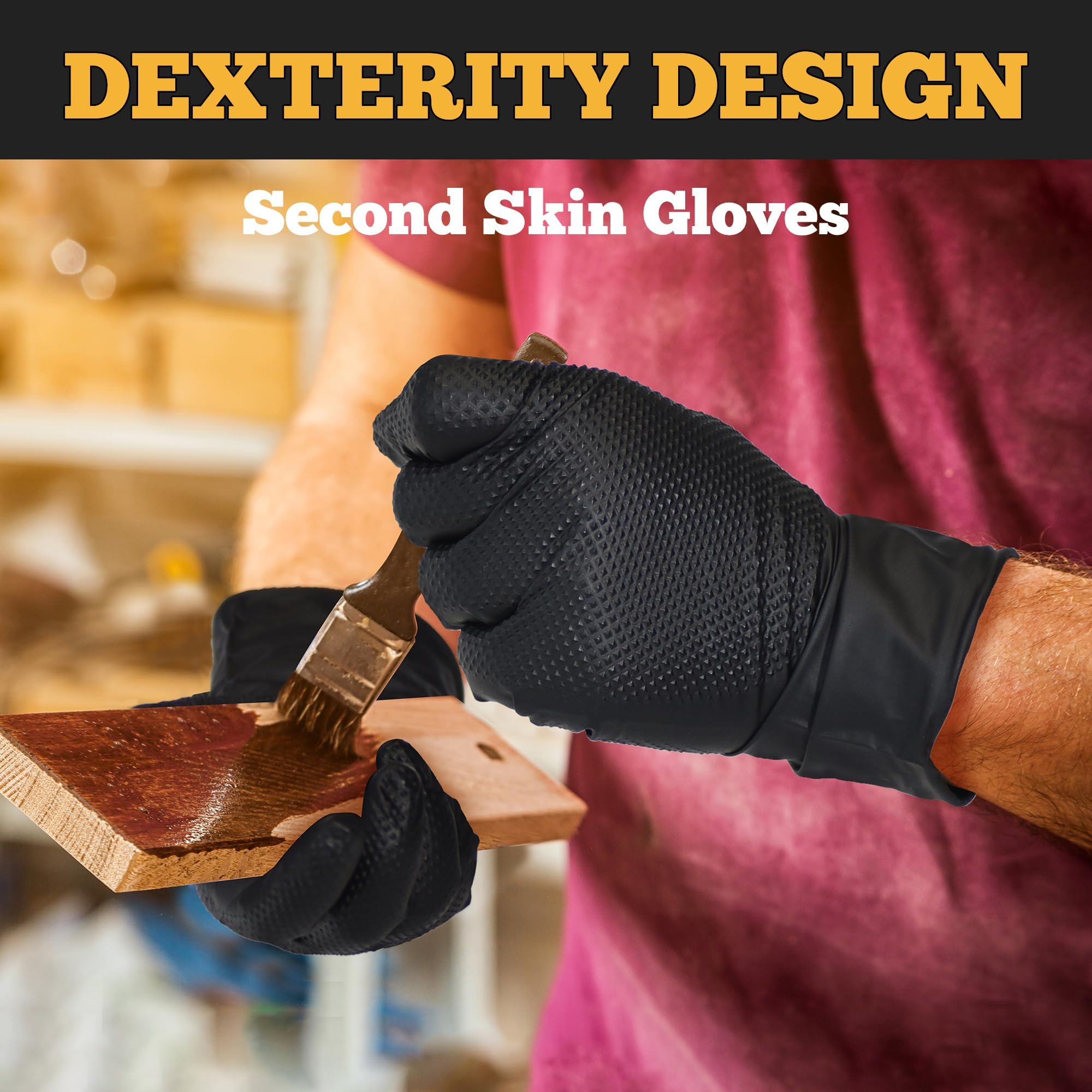 TitanFlex - Guantes de nitrilo negro resistentes, talla XL, guantes de trabajo industriales elevados con textura de diamante de 6 mil, desechables, sin látex, sin polvo, guantes desechables mecánicos