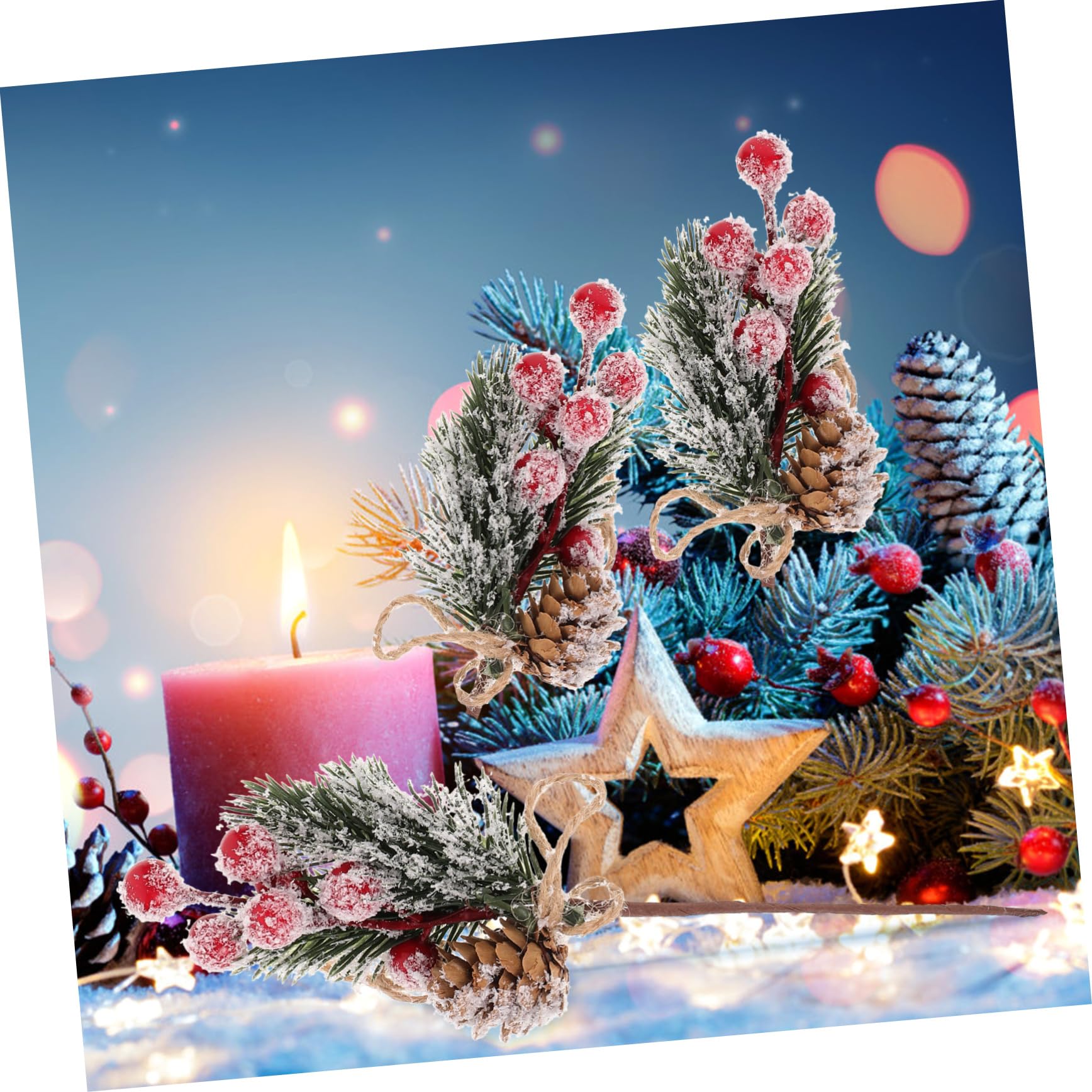 SUPVOX 10 Piezas Ramas de Bayas Artificiales Púas de Pino Bayas Rojas Adornos para Arreglos Florísticos Navideños Guirnaldas y Decoraciones Festivas Pinos Artificiales