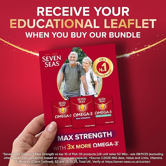 Seven Seas Omega-3 & Multivitamins Man, with B Vitamins and Magnesium, 60 Omega-3 Capsules + 60 Multivitamins Tablets, 2 Months Supply (2X 30 Days Twin Pack), with Educational Leaflet