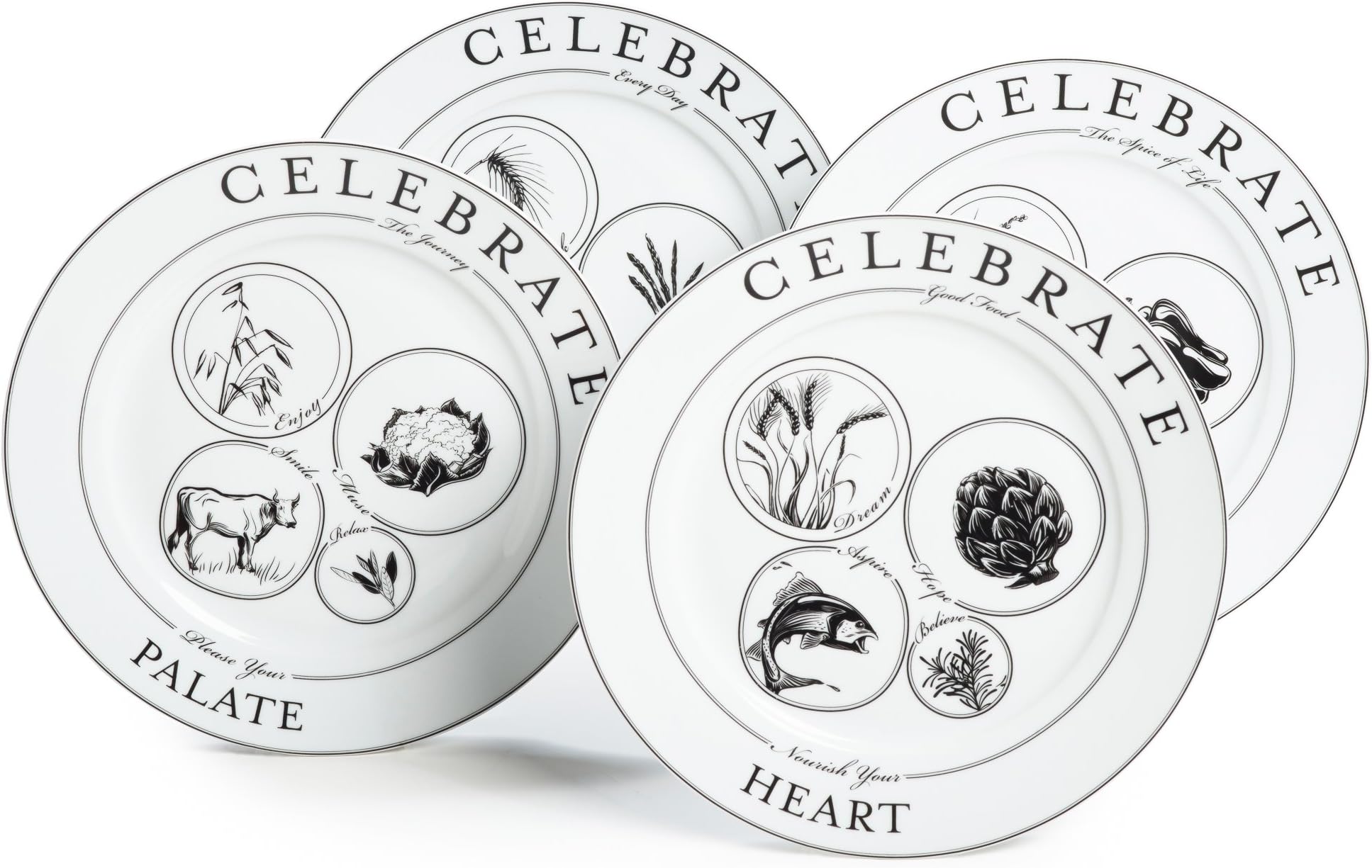 Celebrate Portion Control Dinner Plates, Set of 4