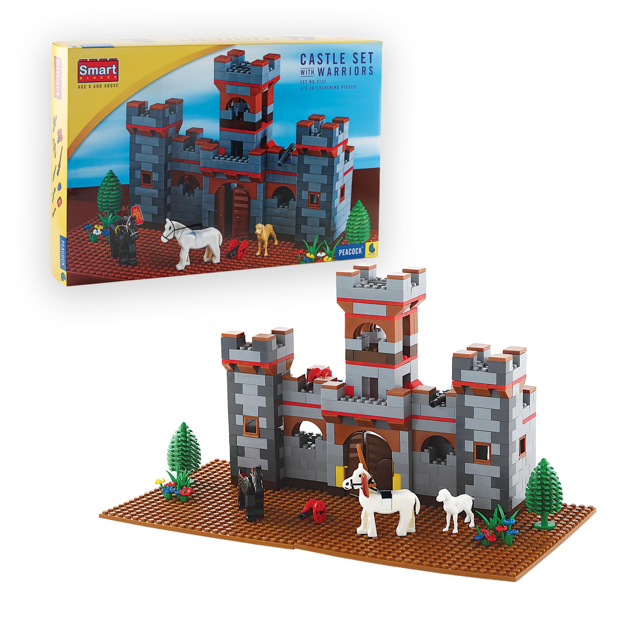 Peacock Toys & Games Castle Set | Construction & Building Block | 575-Pieces | Create Forts, Houses & More | Educational Creative Toy & Skill Development | Toy for Kids Ages 6+ Years