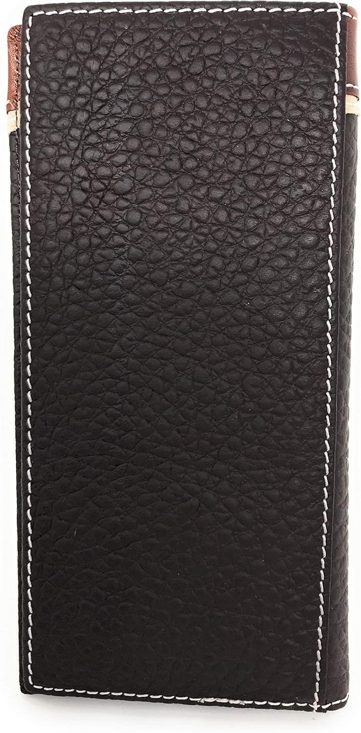 Western Premium Genuine Leather Tooled Men's Long Bifold Wallet premium cowboy wallets in 2 colors (Brown Star) - Image 2
