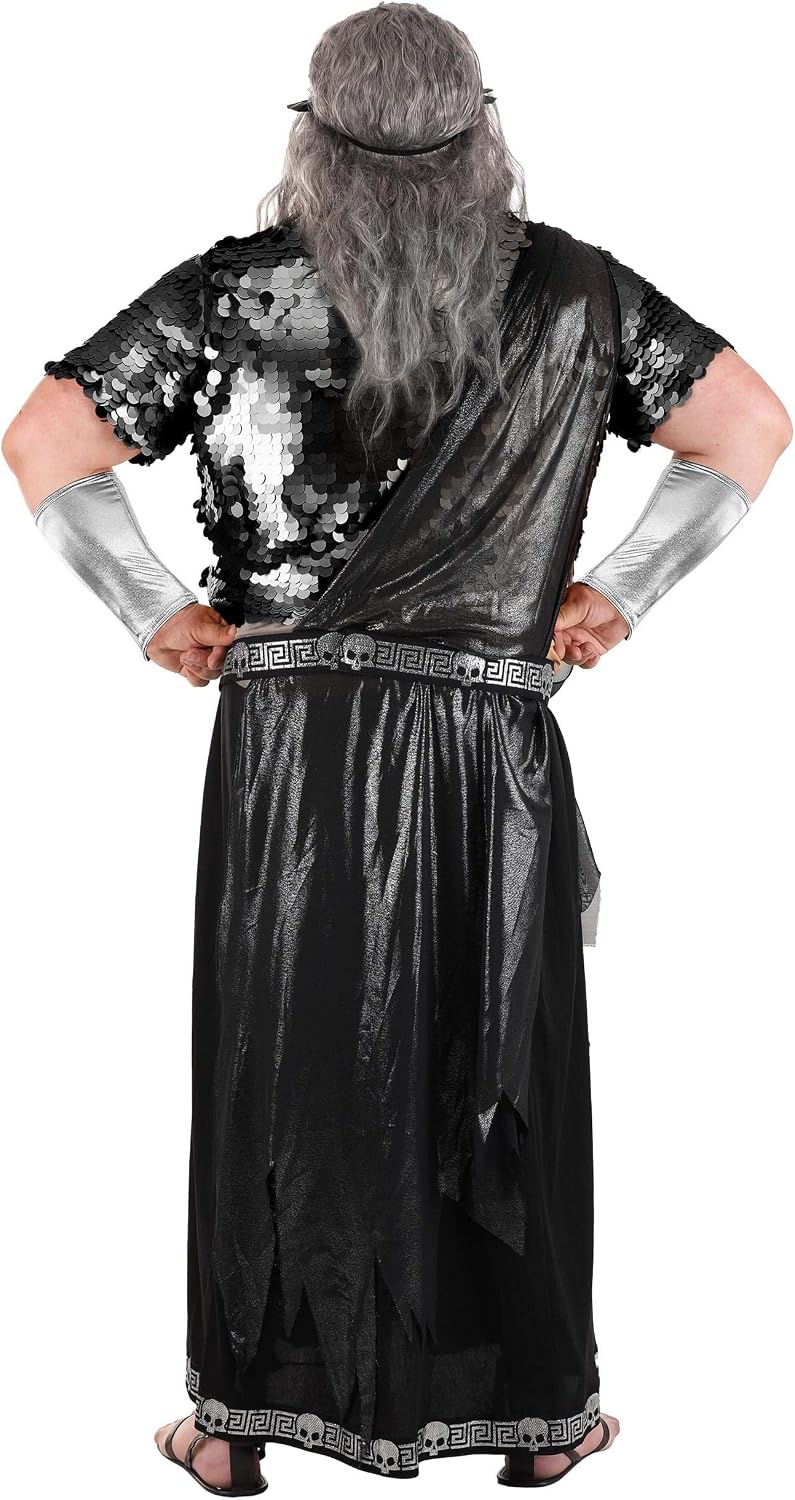 Hades Costume for Plus Men - Unleash Your Dark Side with Gothic Style! 100% Polyester Jersey Knit & Sequin Mesh Fabrics