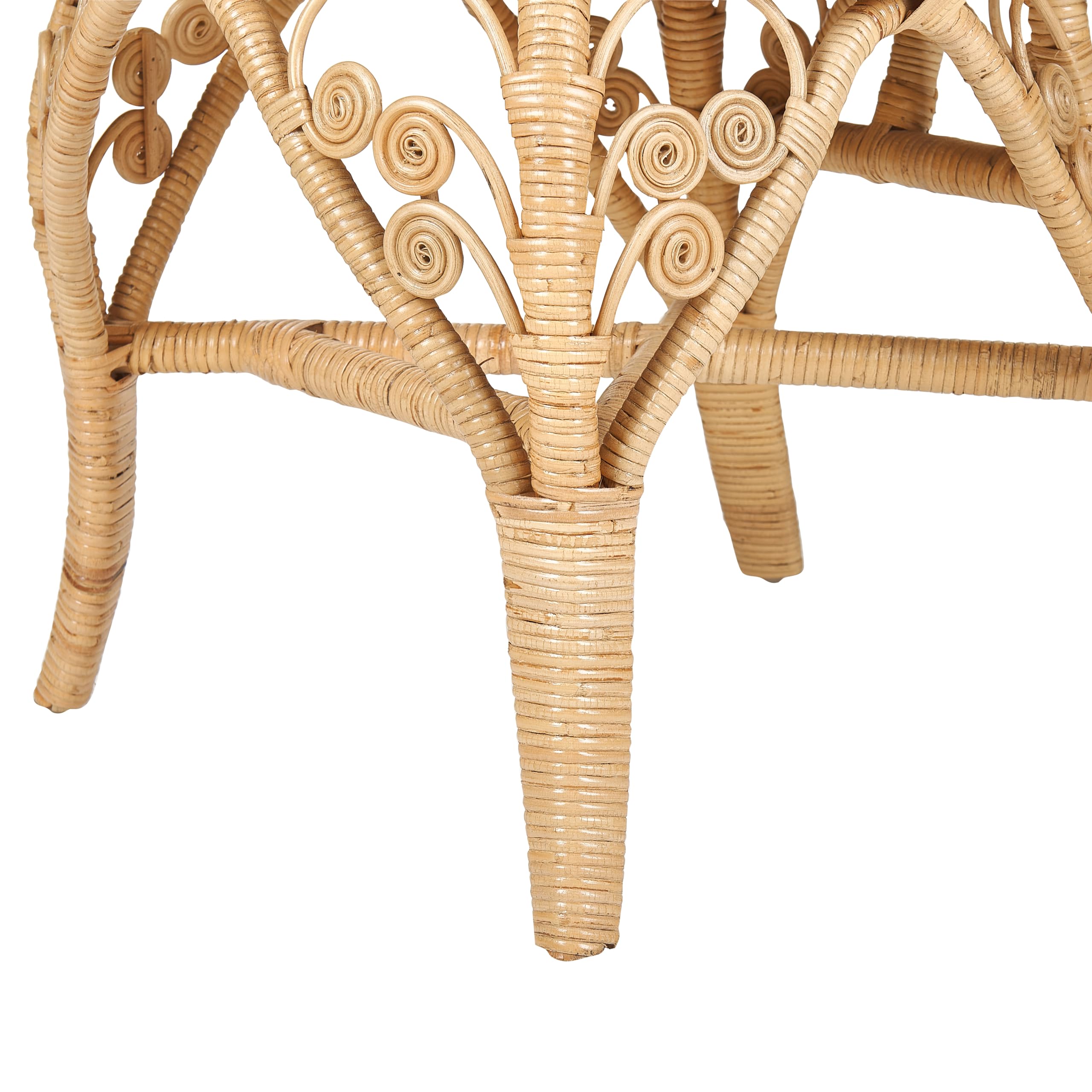Beliani Pfauenstuhl aus Rattan natürlich/beige mit Kissen Indoor und Outdoor Carrara