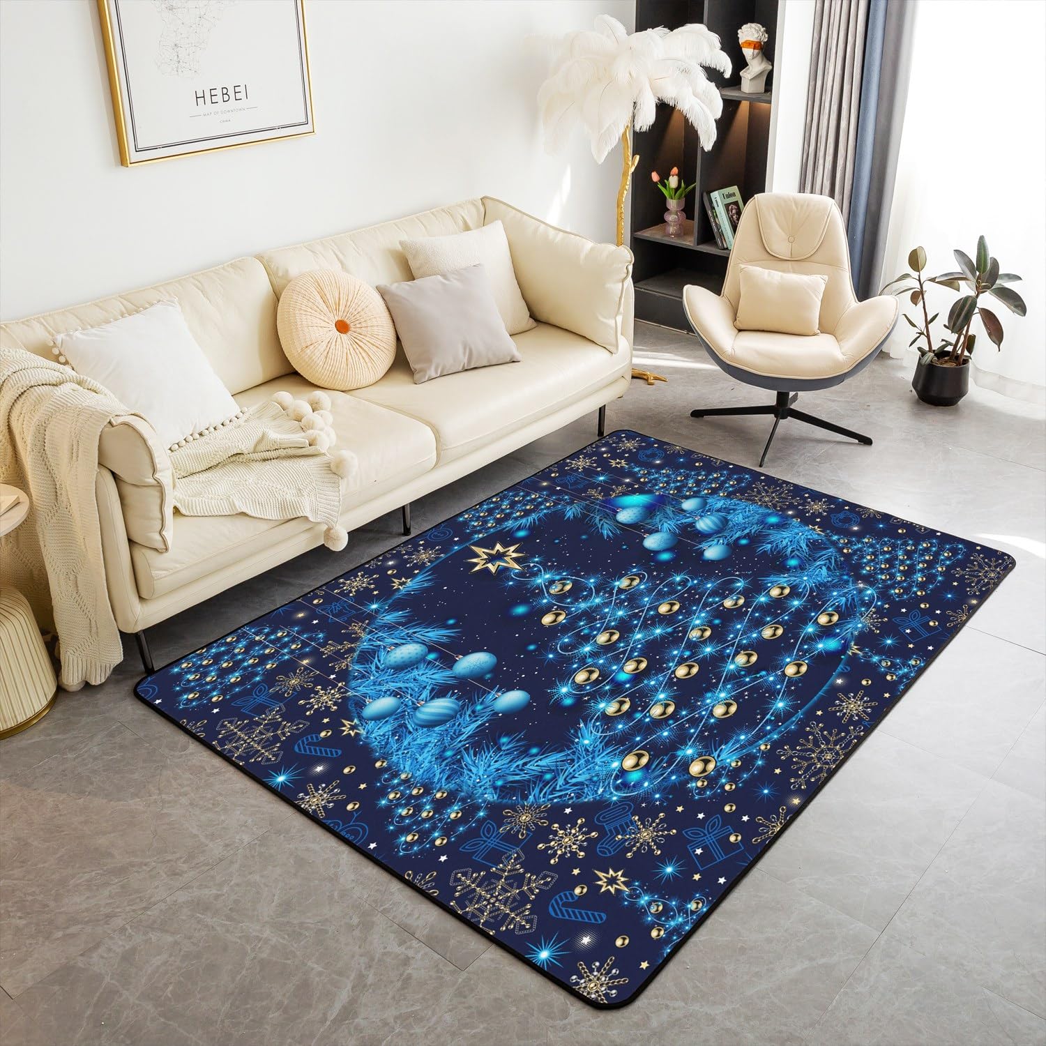 Dywan do salonu z choinką, 100 x 150 cm, płatek śniegu, prezenty, dywany do salonu, Boże Narodzenie, dekoracyjny dywan, dla chłopców, dziewcząt, dzieci, dorosłych, wewnętrzna mata podłogowa,