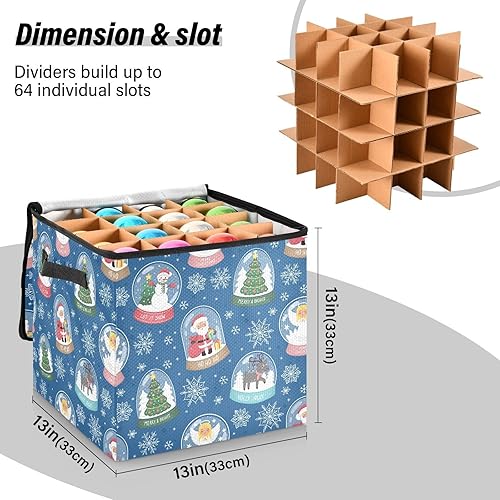 Miniatura 3 de KJIZMO Caja de almacenamiento de bolas de cristal de Navidad, se adapta a hasta 64 bolas de adornos, contenedor de decoración navideña con