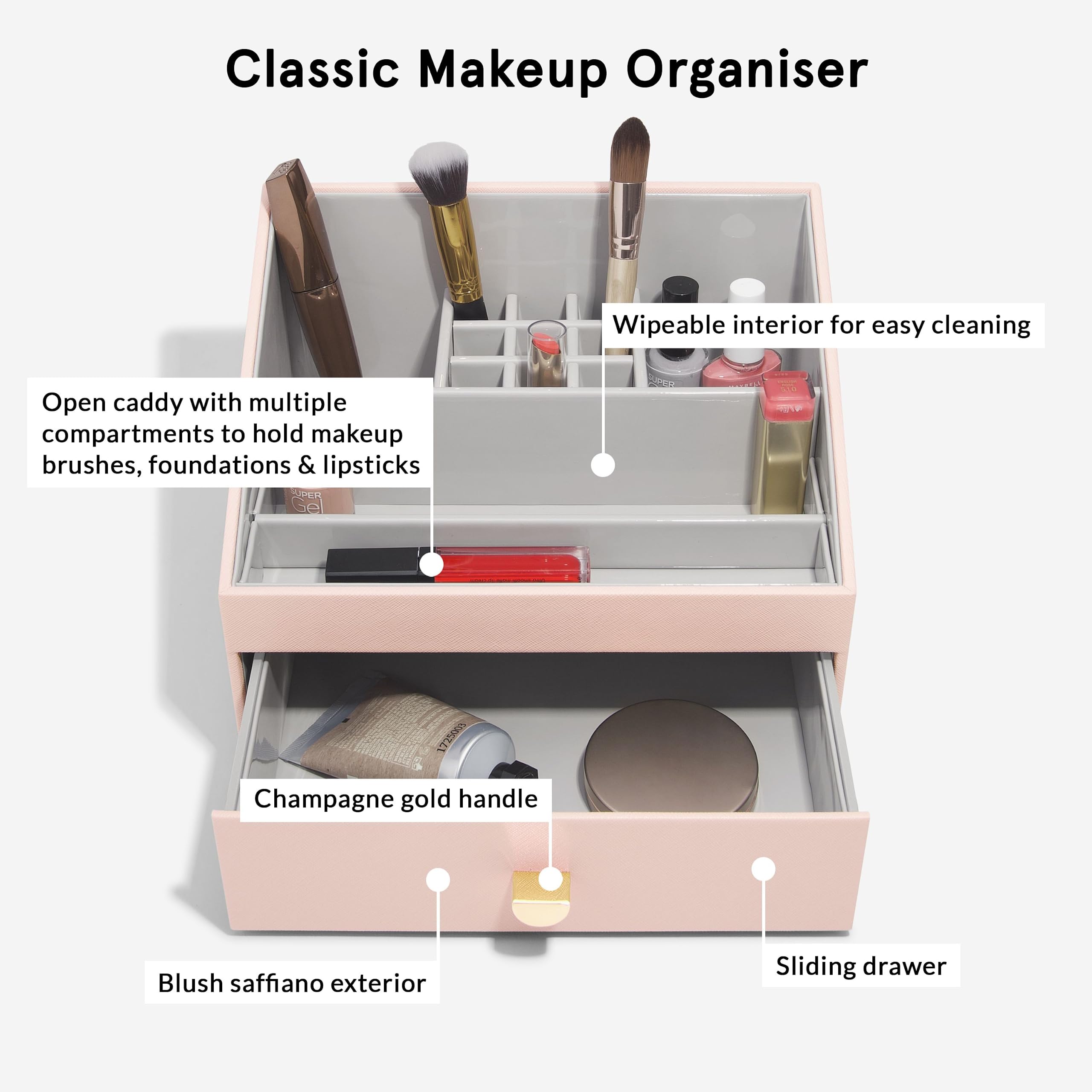 Stackers Blush Pink Makeup Organiser