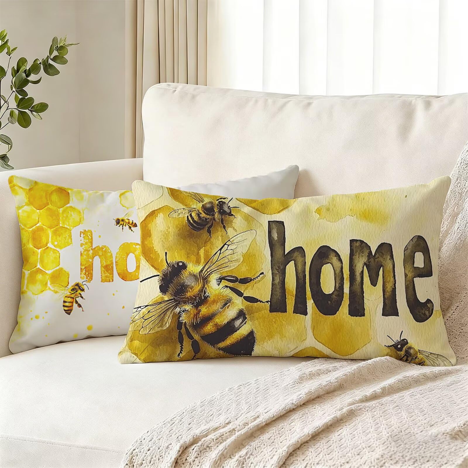 Taie oreiller abeille jaune 40x60 cm : le cadeau déco maison idéal