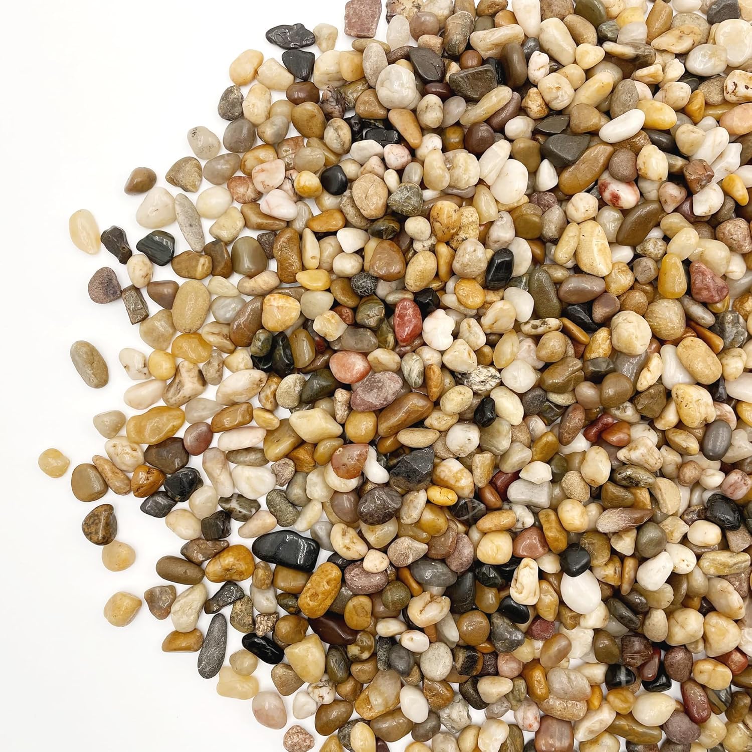 SUPTIDY 1 Pound Pebbles, 3/8 Inch Pea Gravel River Rocks, for Indoor Plants, High Polished Decorative Stones Vase Fish Aquariums Landscaping Outdoor, Mixed Color