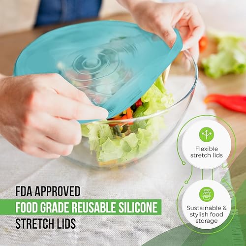 Miniatura 4 de Tapas elásticas de silicona reutilizables para almacenamiento de alimentos en el refrigerador, fundas elásticas resistentes al calor para cuencos,