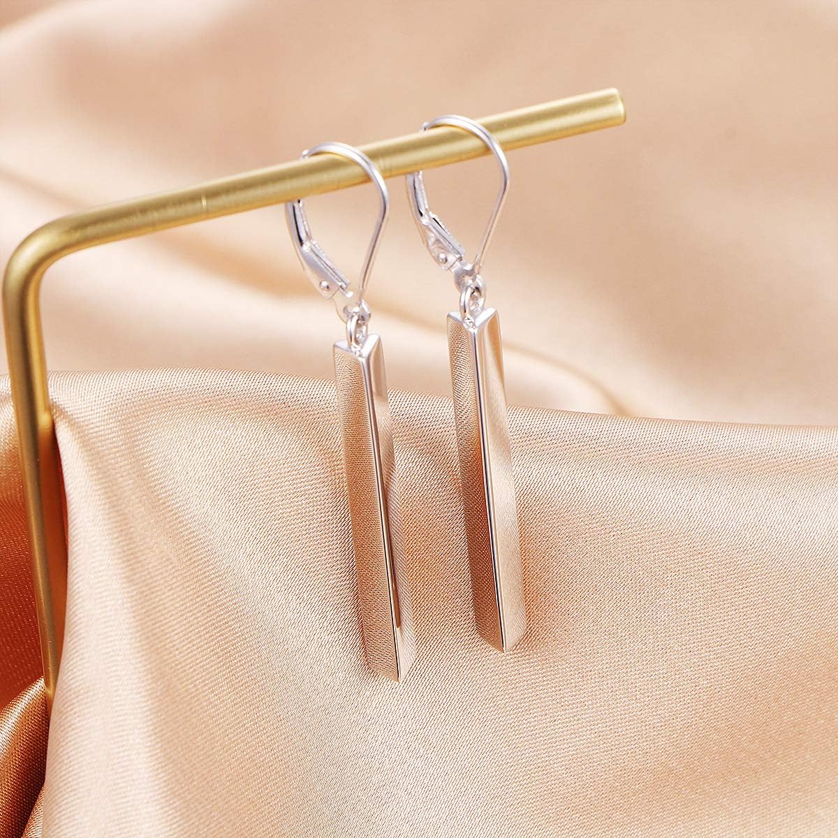 S925 Sterling Silver Vertical Dangle Drop Earrings Gifts for Women Men - Image 4