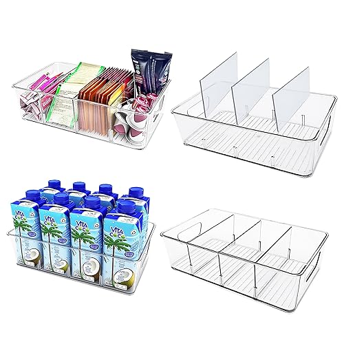 EASPACE 4-Pack Pantry Organizer Bins – Clear Storage Containers for