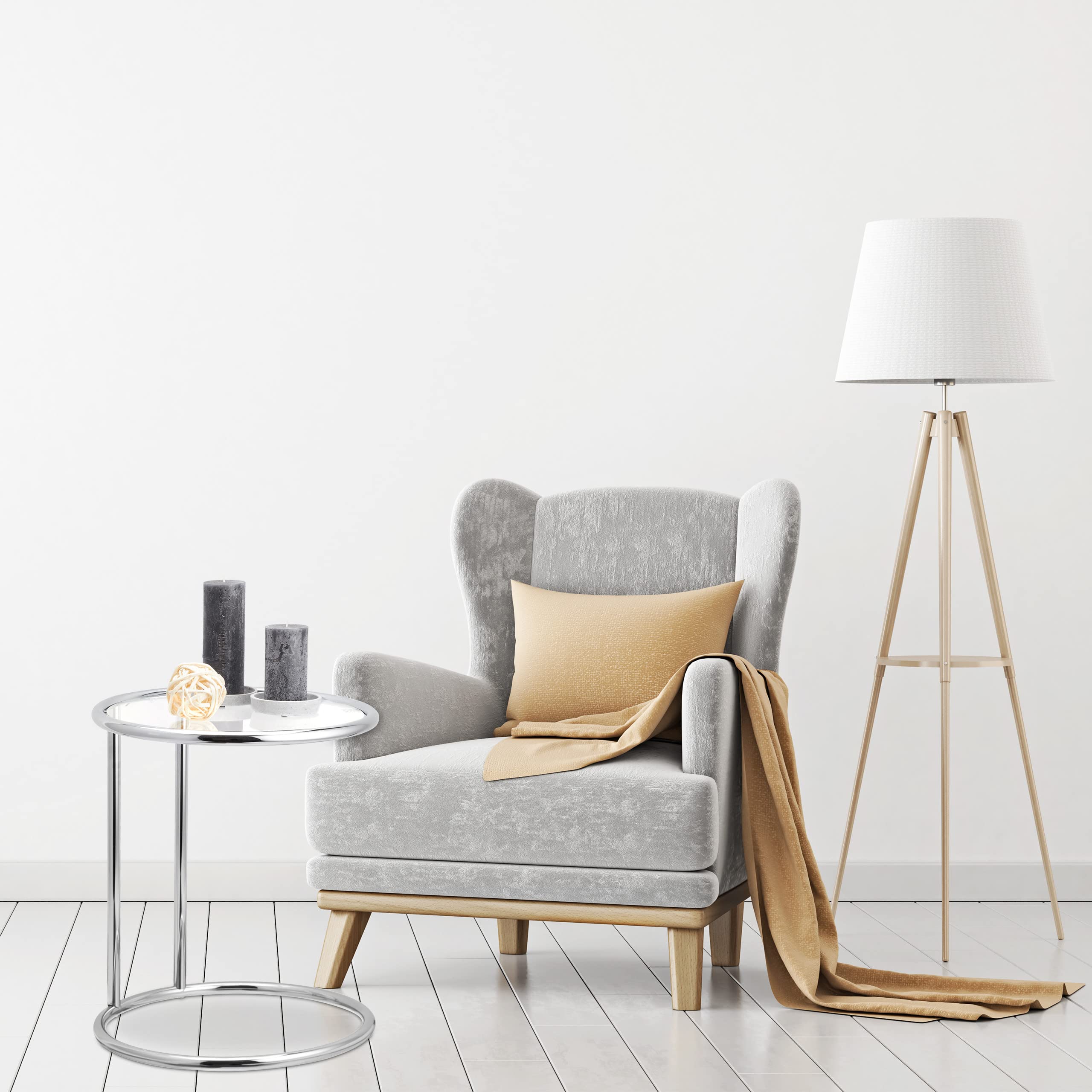 Relaxdays Tavolino Rotondo, Struttura in Metallo, Ripiano in Vetro, Tavolo Basso Salotto, Decorativo, Design, HxD 53 x 45 cm, Argento