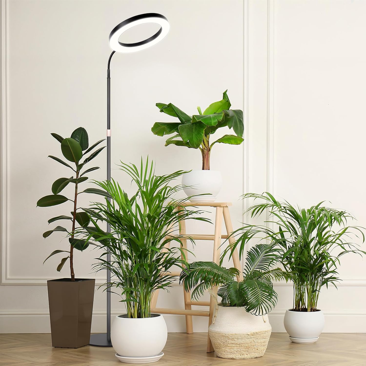 LBW 10.2in Grow Lights for Indoor Plants Full Spectrum with Stand, Floor Plant Growing Lamp for Large Plants, Auto ON/Off Timer 4/8/12H, 4 Dimmable Levels, 68in Adjustable Height