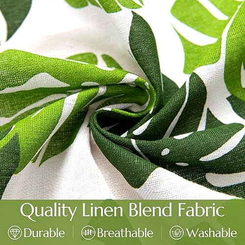 Miniatura 5 de BROSHAN Cortinas tropicales cortas para ventana de dormitorio, 63 pulgadas de largo, con patrón de hojas verdes, bosque de selva, juego de 2 paneles