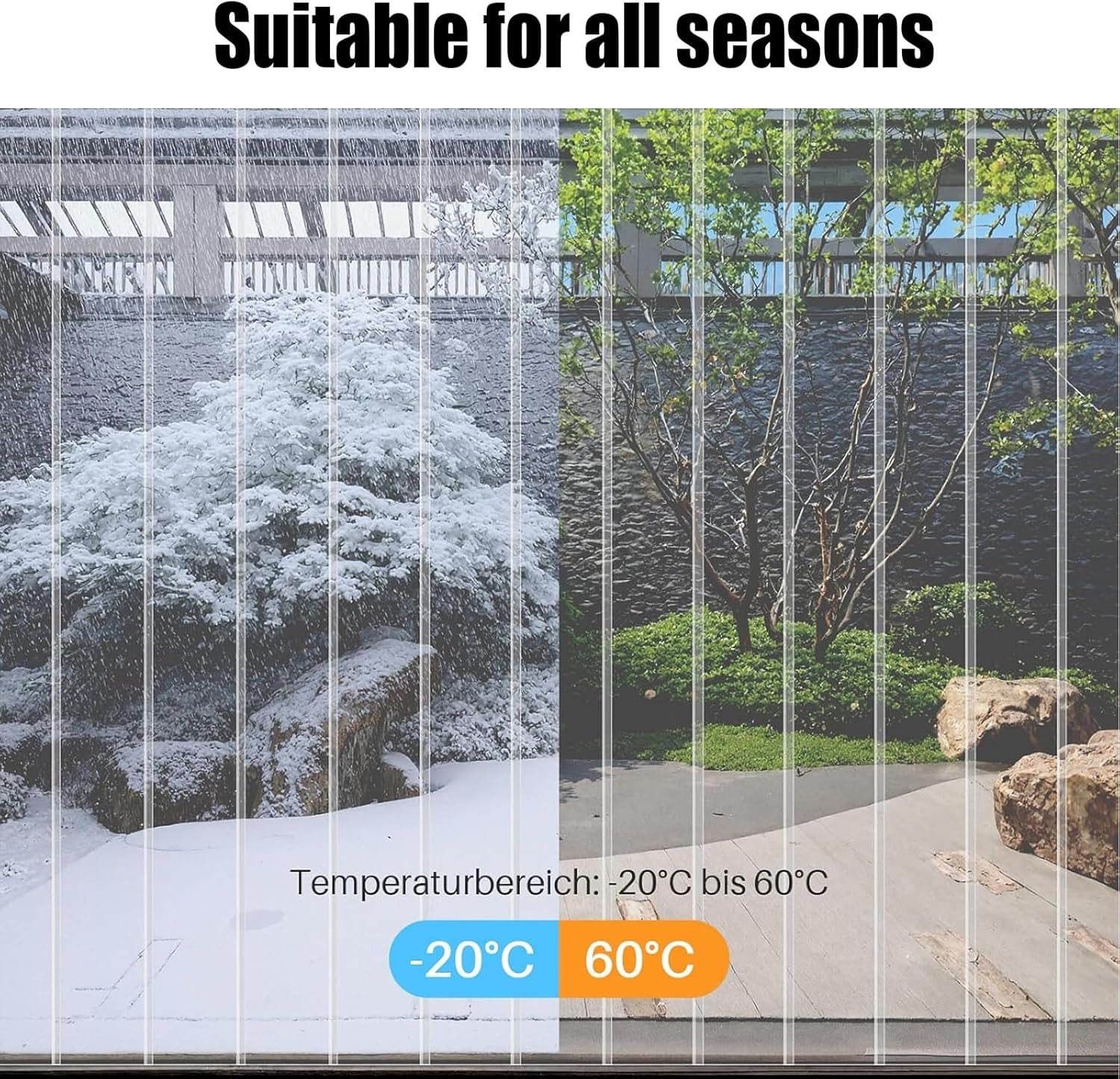 Clear PVC Strip Curtain Door, Insulated Hurricane Plastic Strips for Supermarkets, Warehouses, Garages - 53.15x78.74in (W135xH200cm) - Durable, Weatherproof Entry Solution