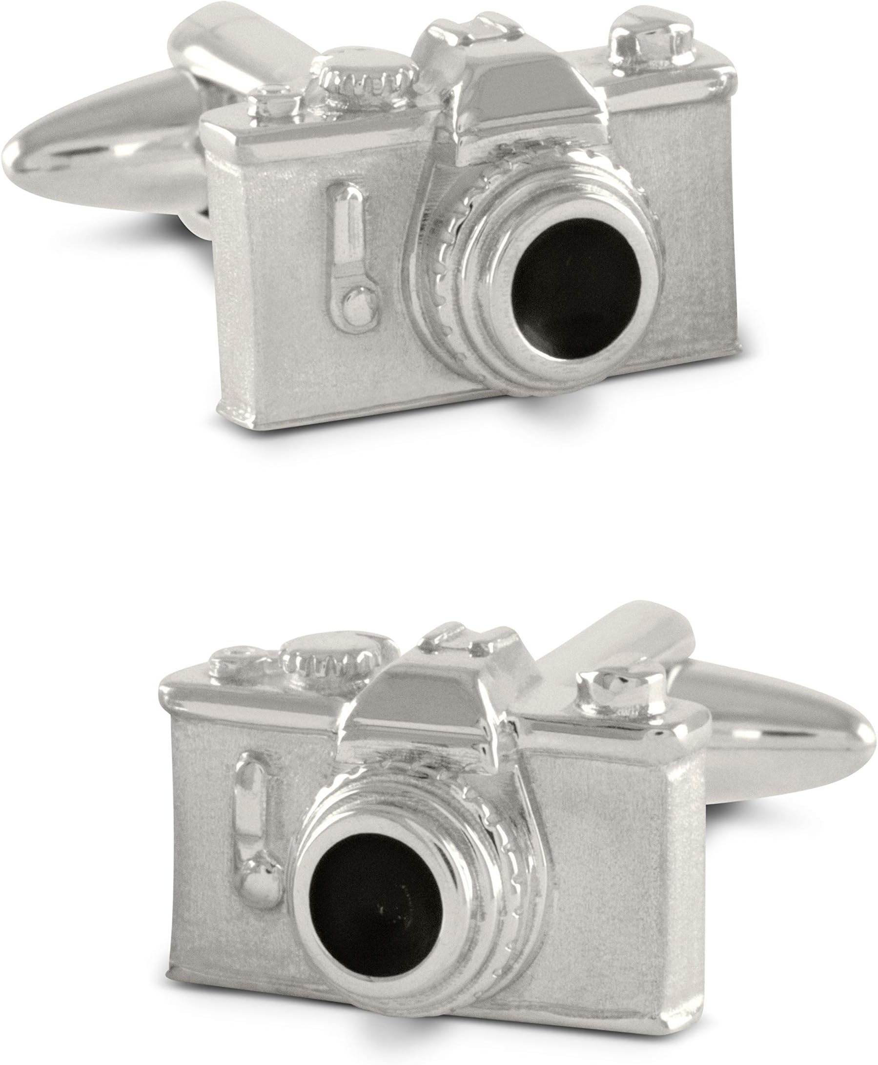 ZAUNICKPhoto Camera Cufflinks, Sterling Silver & Black Enamel Handcrafted