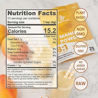 Jungle Powders Freeze Dried Mango Powder 7 Ounce Bag, Mango Extract For Baking No Sugar Added Dry Mango Powder Juice Additive Free Mangoes Whole Fruit Dried Mango Juice For Smoothie Flavoring