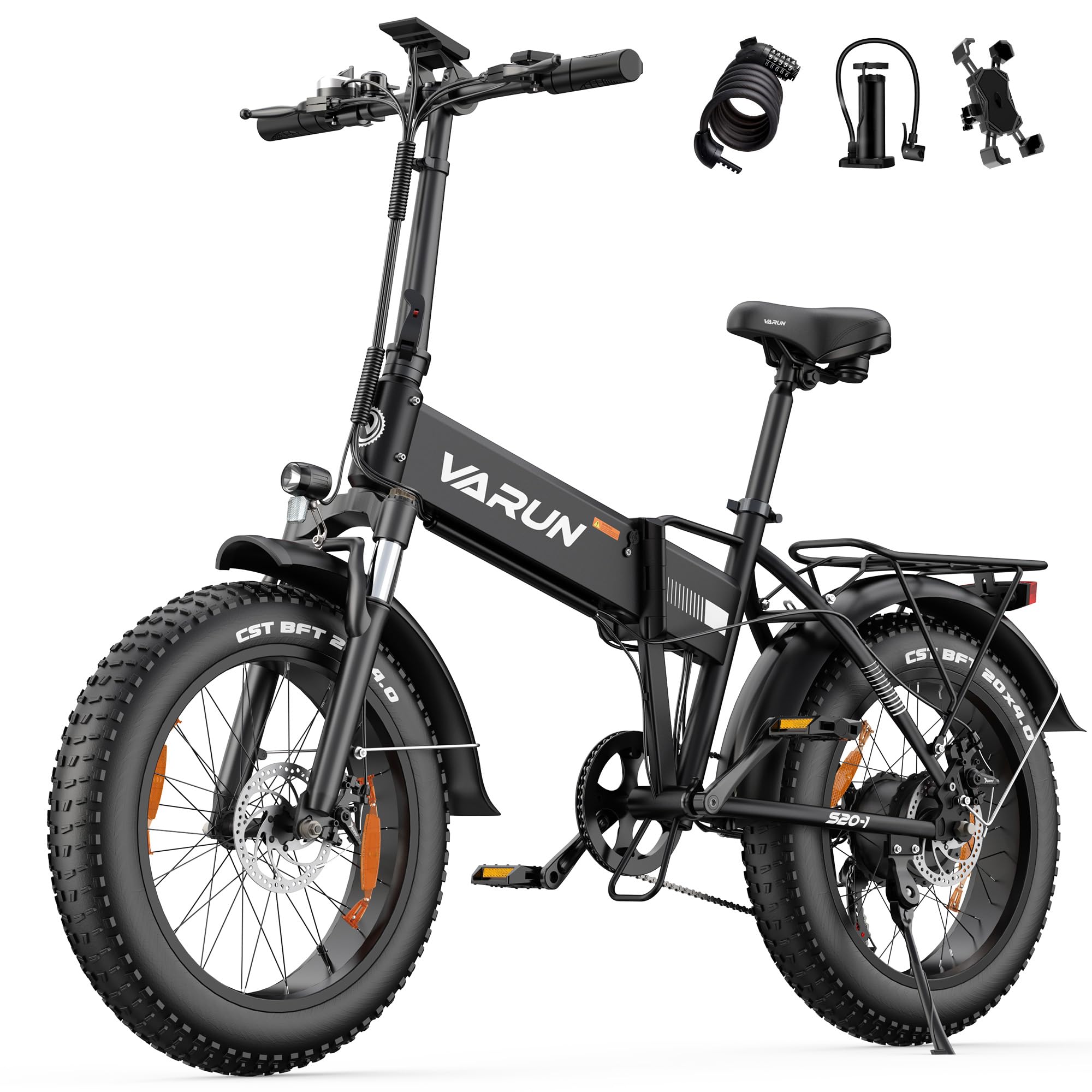 VARUN Bici Elettrica, 20"×4.0" Fat Tire Bicicletta Elettrica Pieghevole con 48V 624 Wh Batteria Rimovibile, Autonomia Fino A 120KM, Bici Elettrica Uomo Donna con 7 Velocità, Ebike per All-Terrain