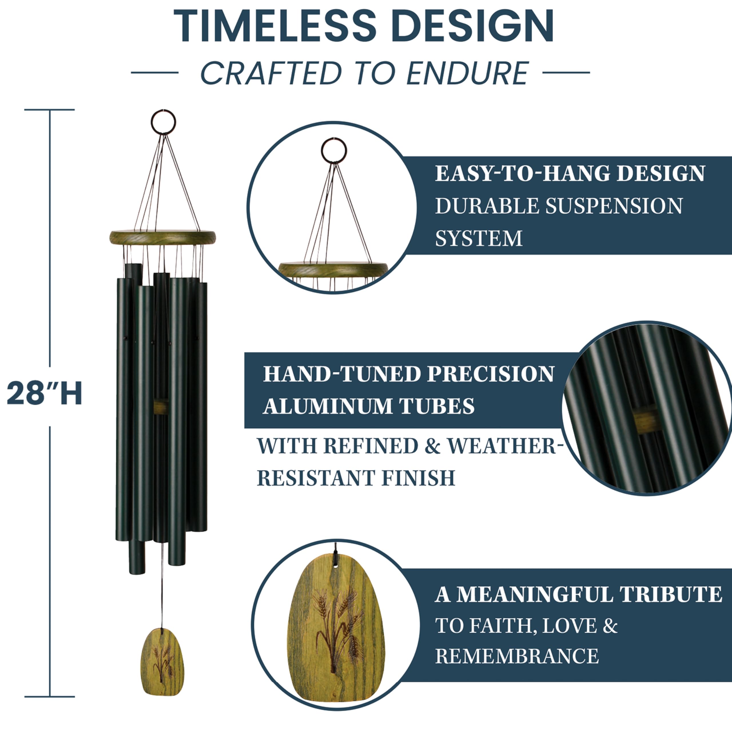 Woodstock Chimes Signature Collection Carillon éolien de Bavière 71,1 cm Musique du Monde pour extérieur, terrasse, Maison ou Jardin (CBS)