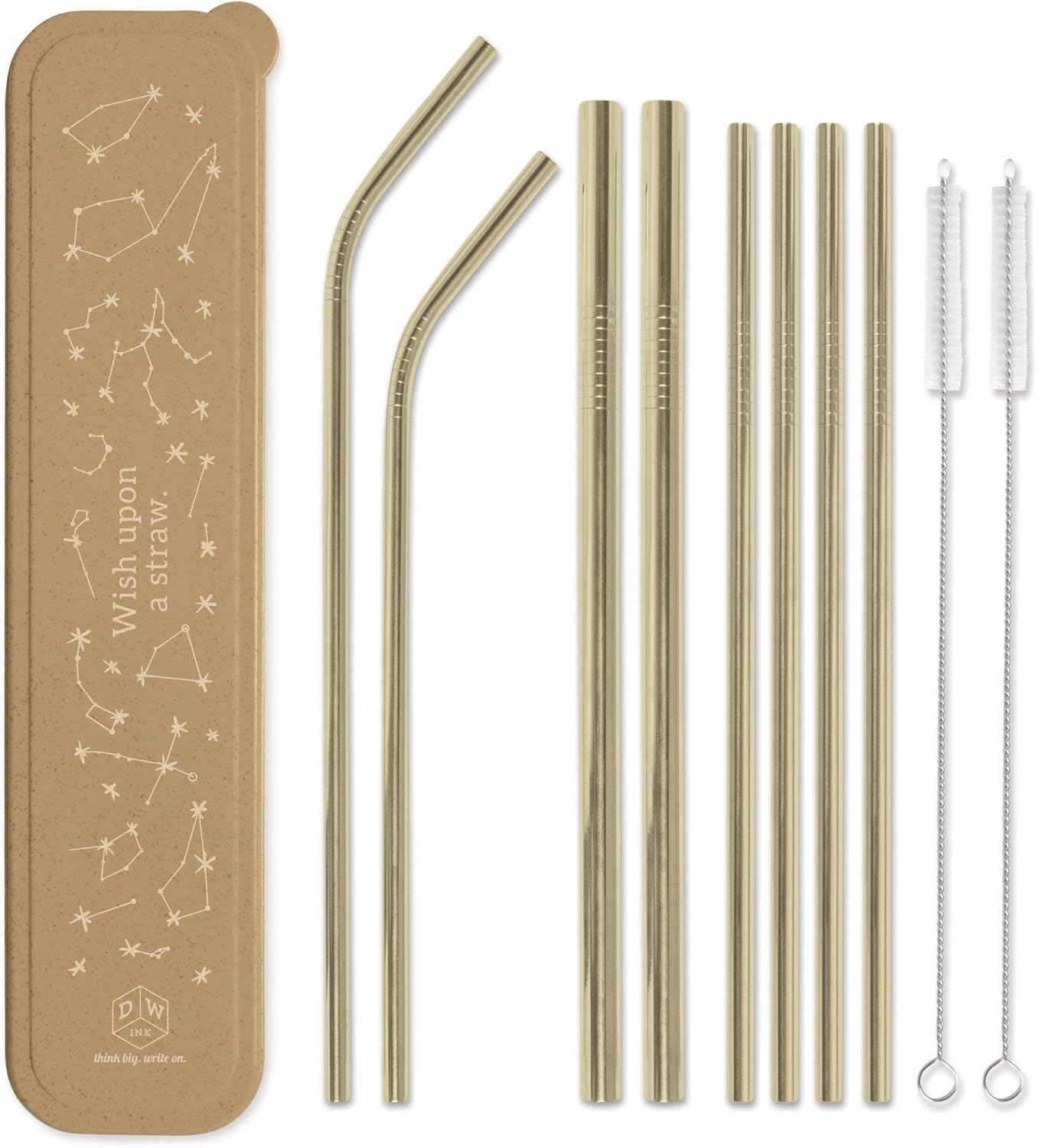 DesignWorks Ink Reusable Stainless Steel Straws with Case