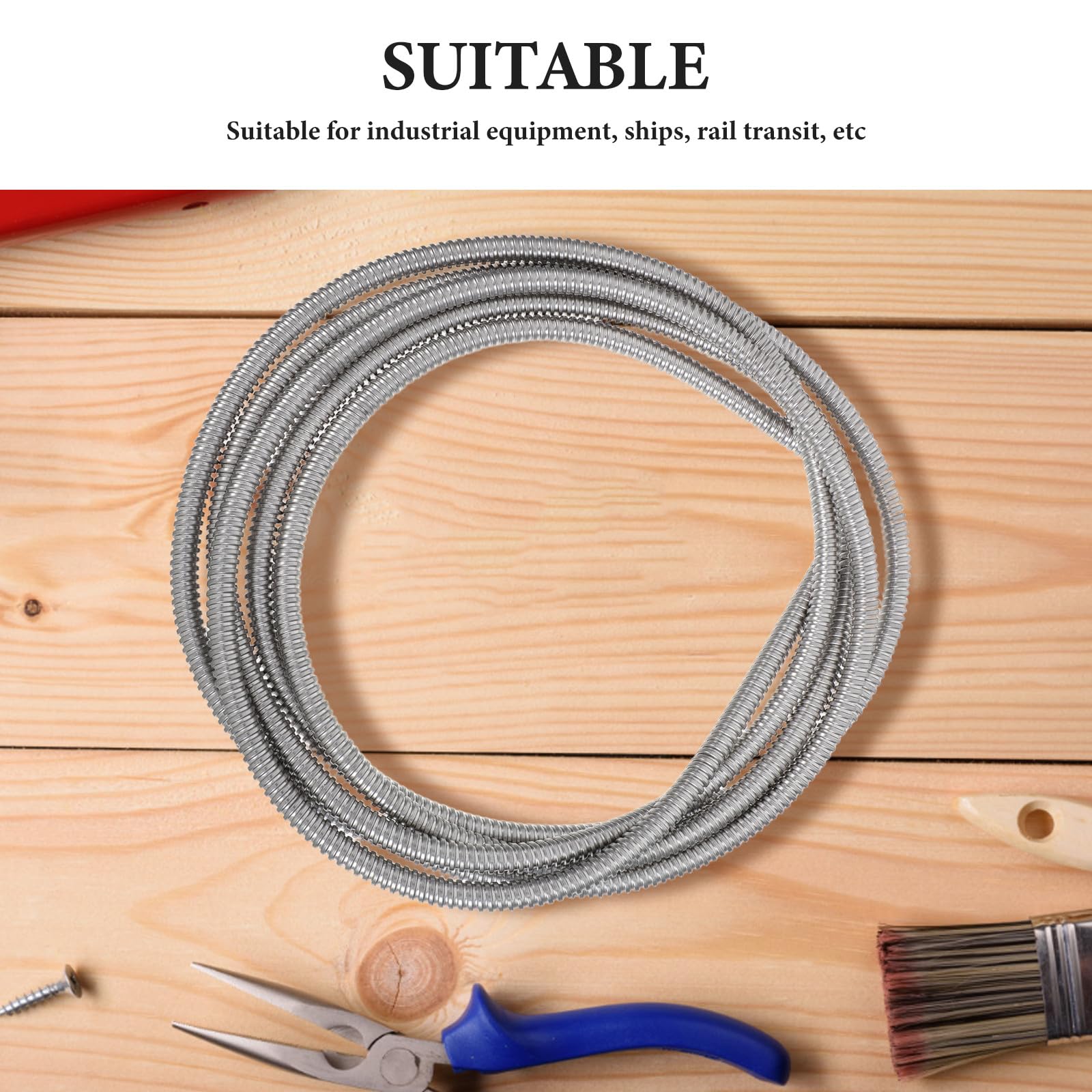 Conducto eléctrico flexible de pared reducida, tubo de acero inoxidable de 7 mm para gestión, cableado y protección de cables industriales y domésticos.
