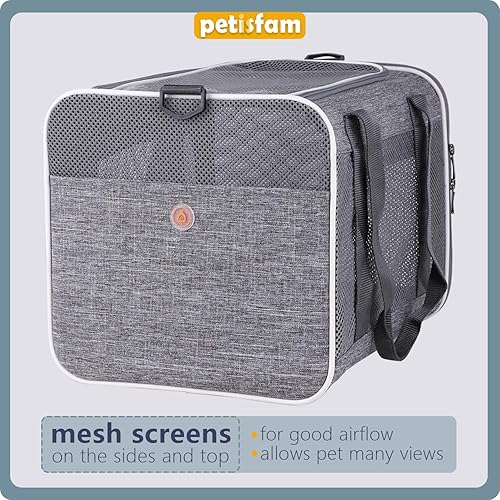 Miniatura 6 de petisfam Soft Pet Travel Carrier Bag for Cats and Dogs up to 25 lbs Easy Load and Make Vet Visit Less Stressful Negro, gris