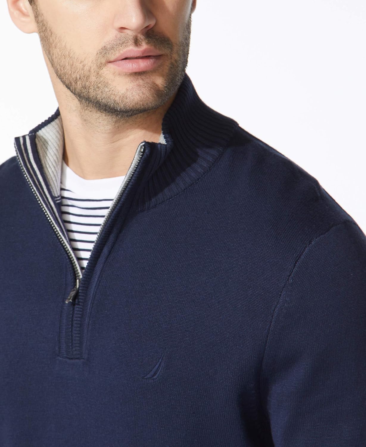 Nautica Men's Quarter-Zip Sweater Small Navy
