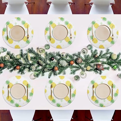 Miniatura 7 de Pineapples White Table Placemats, Heat Resistant Non Slip Dinner Placemats Round for Kitchen one sizex4