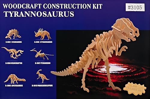 Puzzled Rompecabezas 3D Big Tyrannosaurus Wood Craft Kit de modelo de construcción educativo DIY juguete de dinosaurio de madera para ensamblar