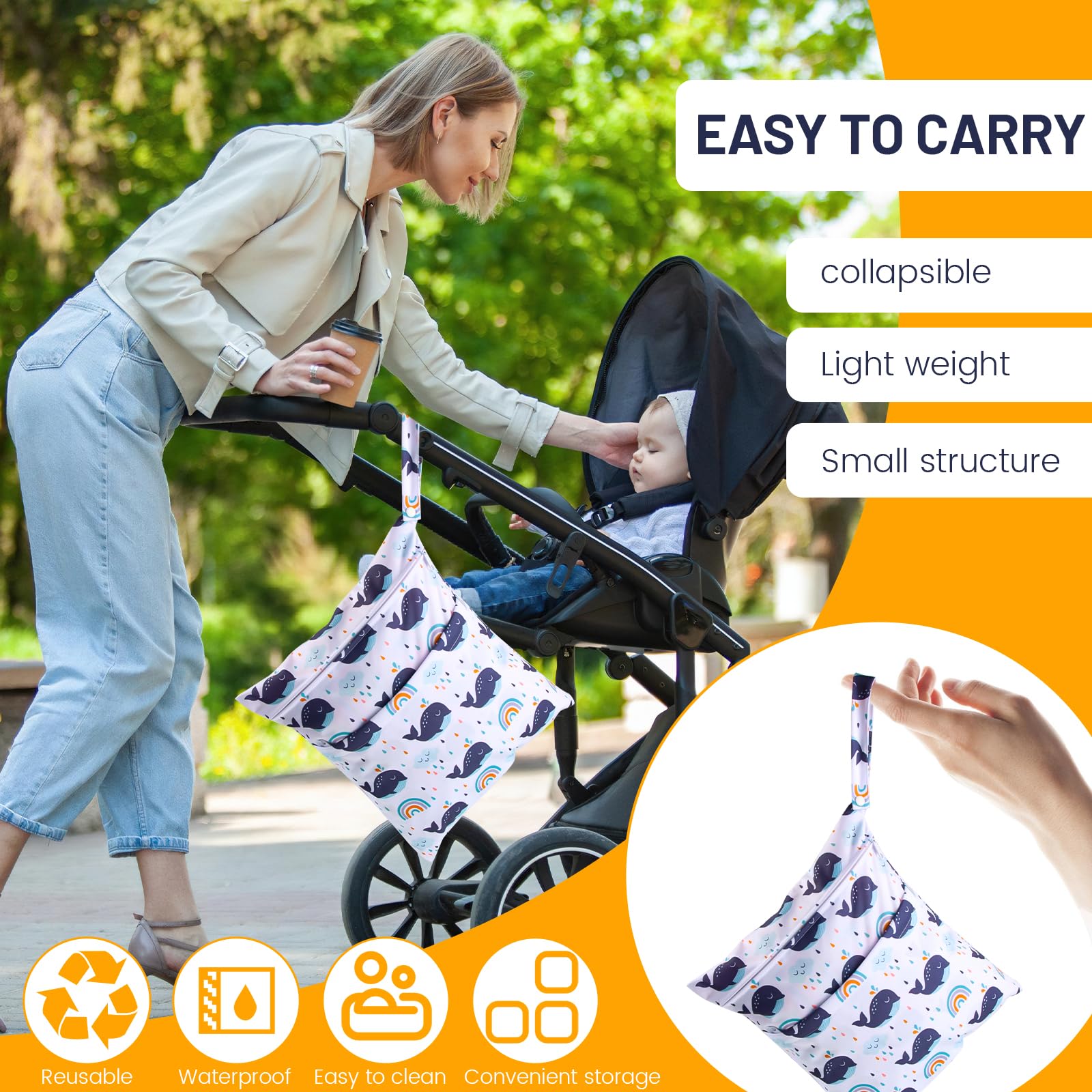 shallyong Wetbag, Pack of 3 Changing Bags, Wet Bag, Wet Bag, Nursery, Wet Bag, Swimming, Waterproof, Washable - Image 3