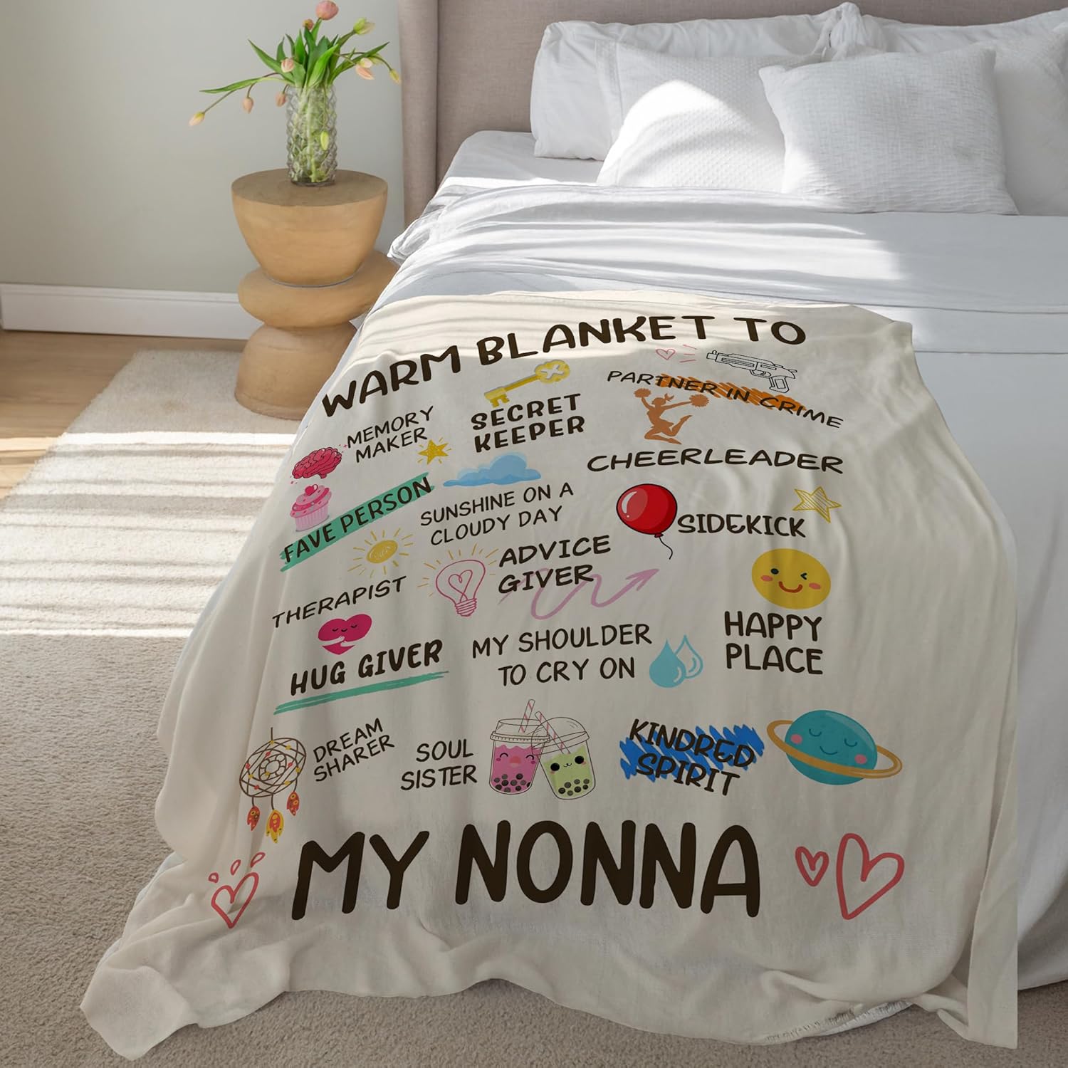 Gifts for Nonna Blanket, Nonnas Gifts Blankets Throw, Nonnas Blankets Decor Christmas Mothers Day Birthday Gifts for Grandma from Grandkids, A Warm Blanket to My Nonna Bed Throw 50x60 Inches - Image 4