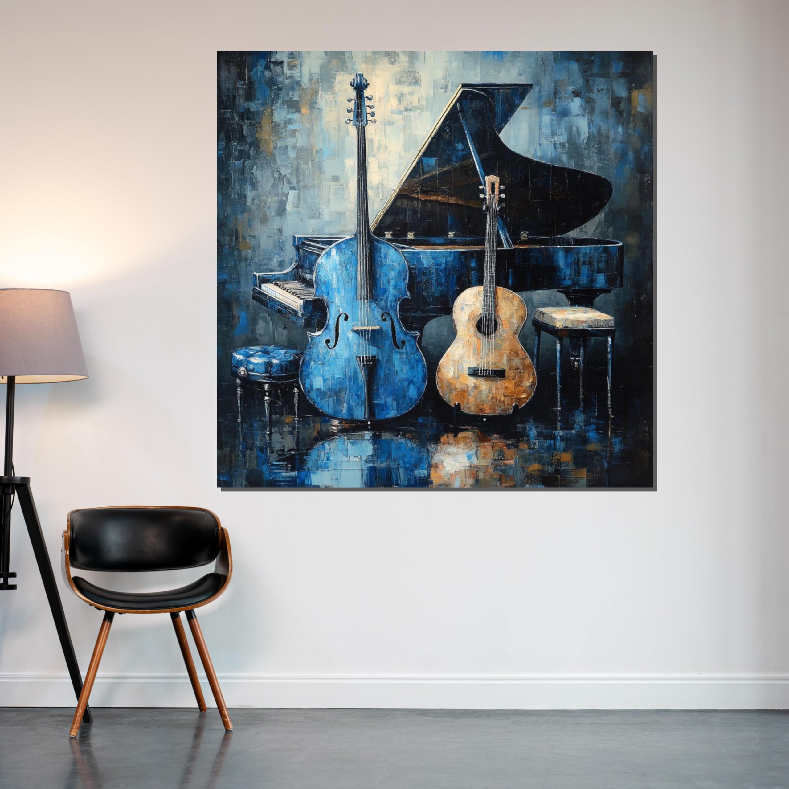 Poster instrument de musique bleu tableau déco salon - 8