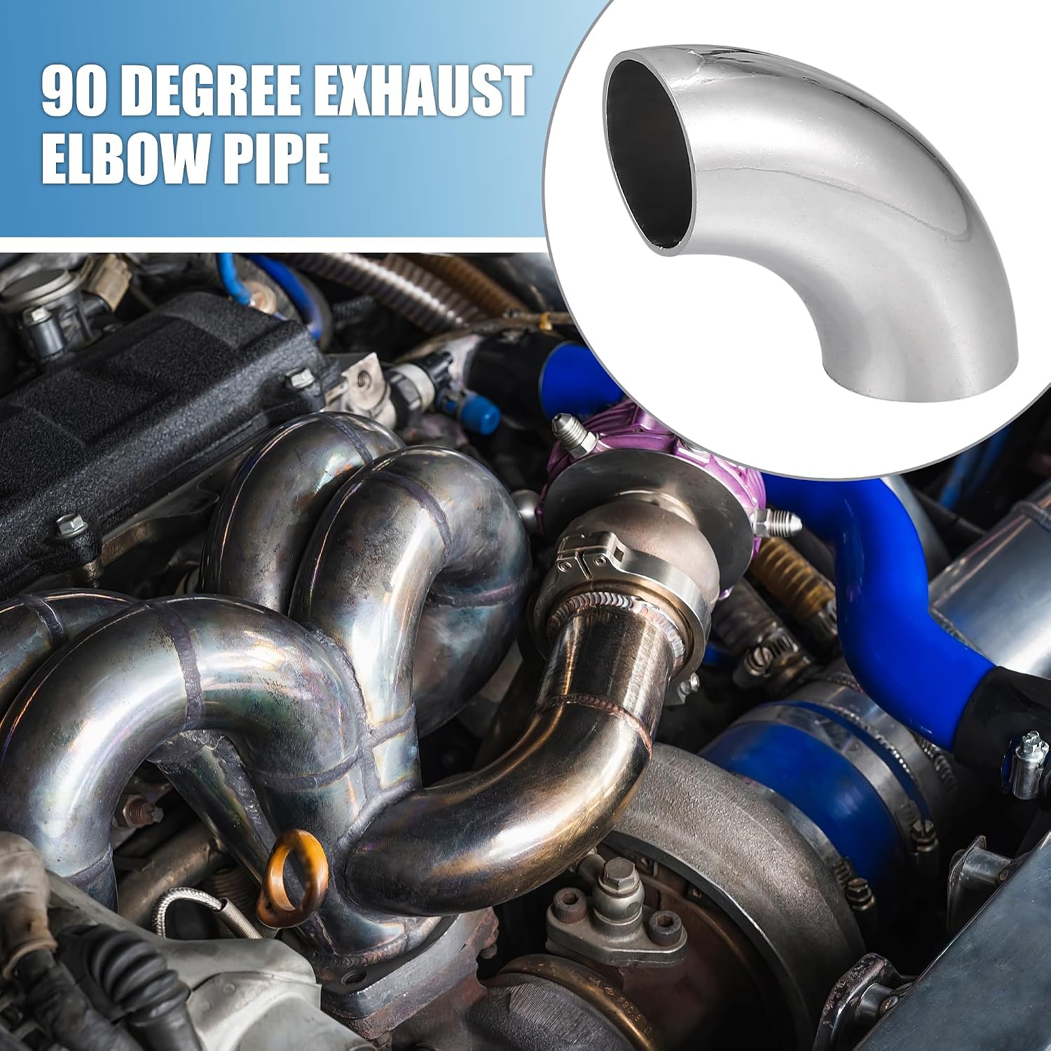 Car 90 Degree Steel Exhaust Elbow Pipe Bend Tube Durable 25mm OD Modified Exhaust Elbow Pipe SS304 Stainless Steel Silver Tone (Set of 4)