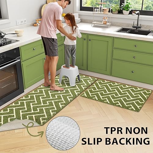 Miniatura 58 de hicorfe Juego de alfombras y tapetes de cocina, alfombra antideslizante de polipropileno súper absorbente, tapete suave y cómodo, lavable para Negro