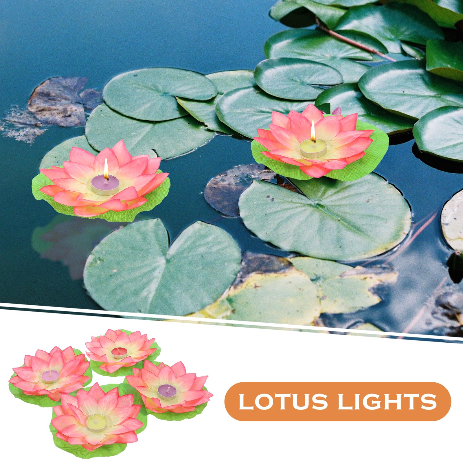 15 pièces Flottant lumière nénuphar Bougie Flottante lanternes Piscine étang réservoir Fleur Lampe de Nuit Bougies flottantes décoratives lumières for Festival de prière (Couleur aléatoire)
