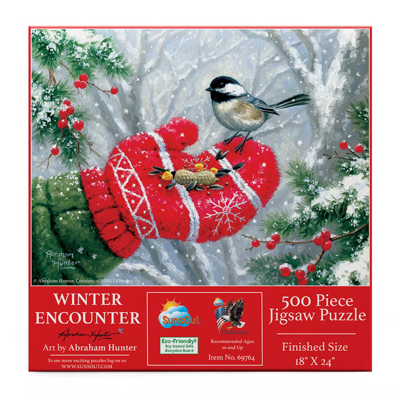 SUNSOUT INC - Winter Encounter - 300 pc Jigsaw Puzzle by Artist: Abraham Hunter - Finished Size 18" x 24" - MPN# 69764