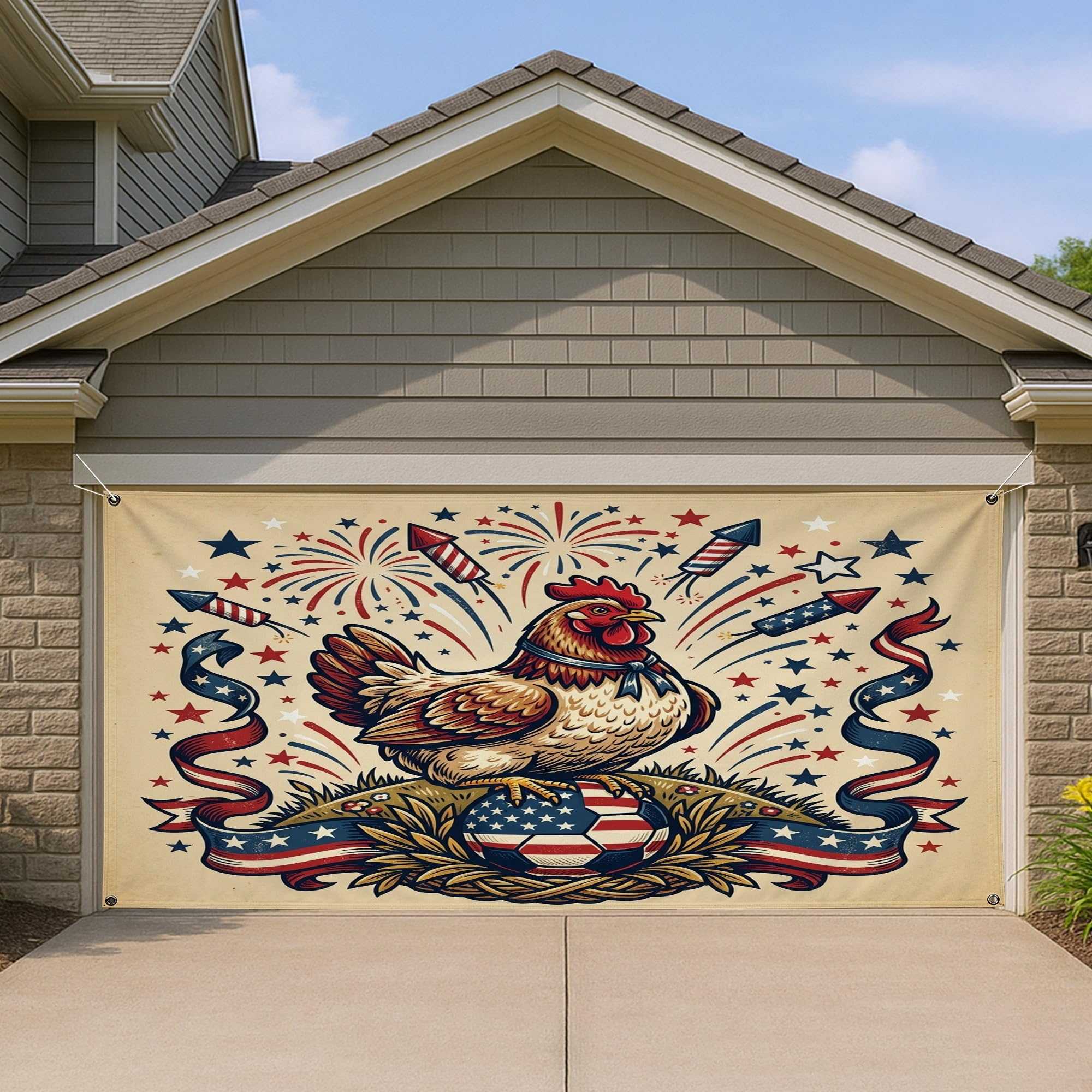 Housse de porte de garage patriotique pour habiller votre jardin le jour de l'indépendance