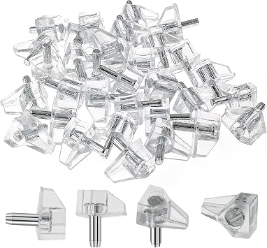 Shelf Support Peg, Clear, 3mm / 1/8 Inch, 30pcs | Plastic Cabinet Shelf Pins, For Closet, Kitchen, Furniture, Shelves Holder Pegs