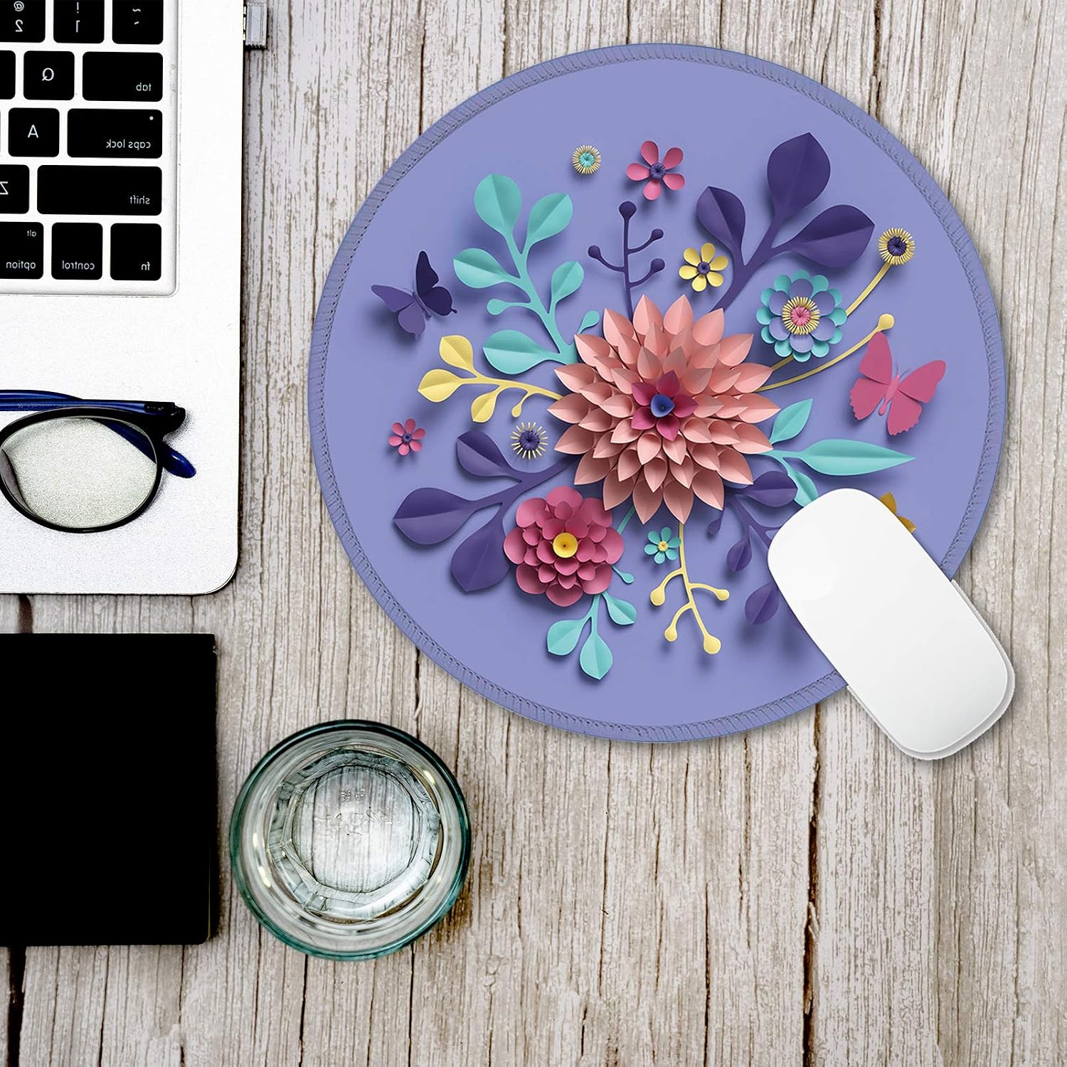 VESMATITY Round Mouse Pad Non-Slip Rubber Base Mousepad Custom Design Cute Mouse Pads with Stitched Edge for Computer Laptop Office Travel Working Gaming (8.7 inch - Cartoon Print)