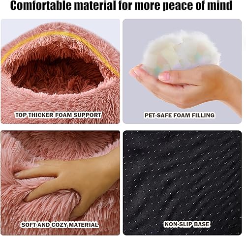 Miniatura 2 de Camas para gatos de interior, cueva de gatos para cachorros y gatitos, cama relajante para perros pequeños con cueva cubierta, acogedora, cálida,