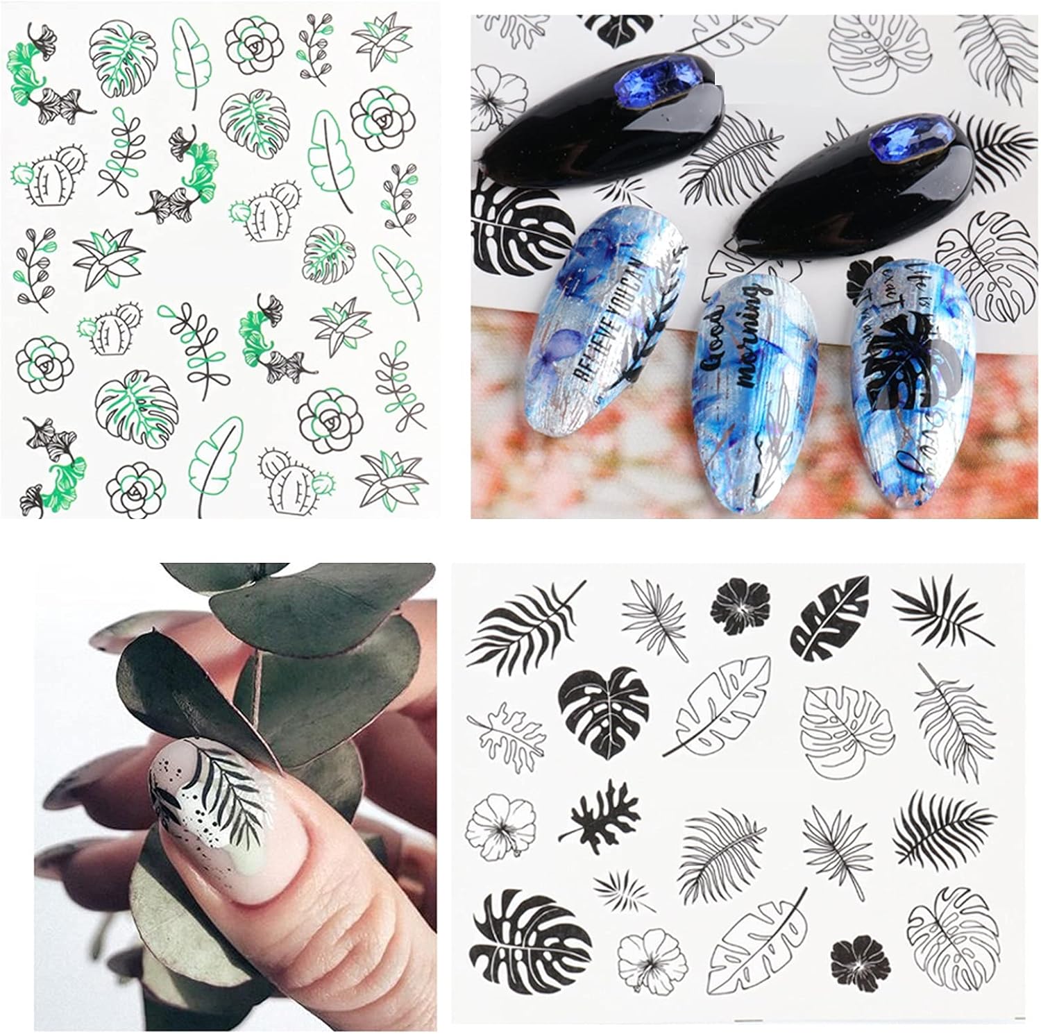WZRY Nail Sticker, Nail Art Sticker Liners Flowers Tattoo Sliders Transfer Leaf Manicure Decoration 5 Pcs (Color : 5 pcs): Home & Kitchen