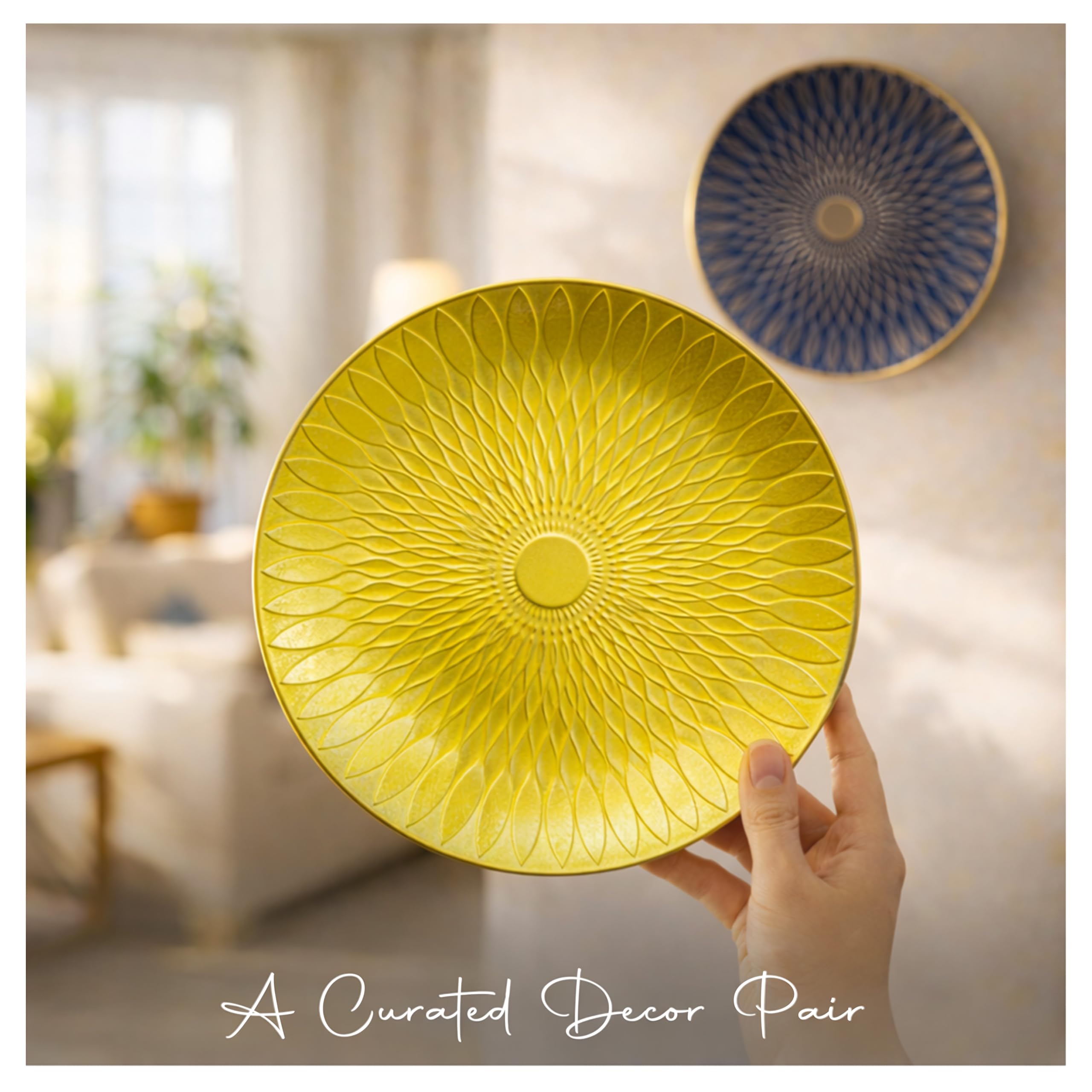 Art Street Decorative Wall Plates - Blue & Yellow -5