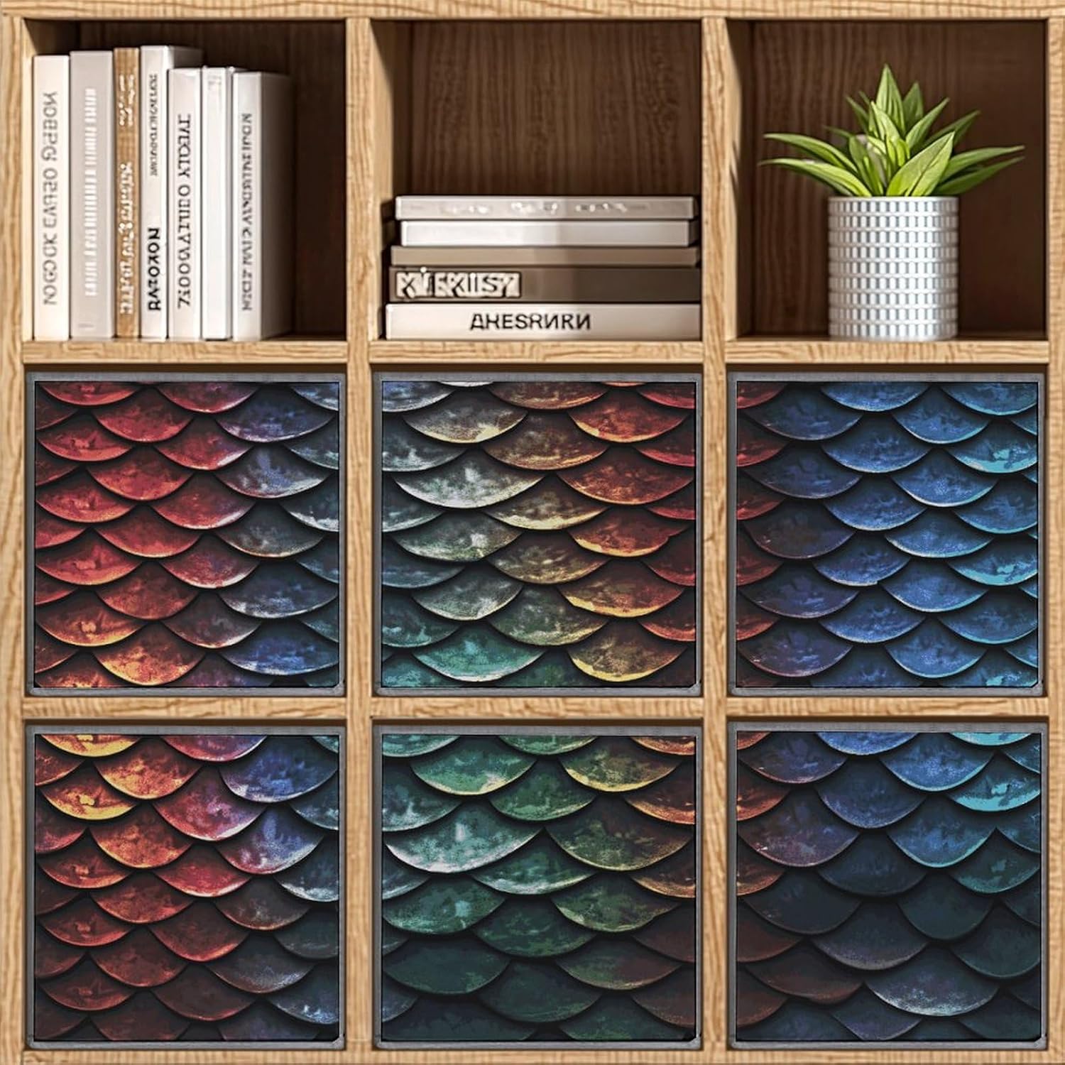 Multi Use Organizer Bins, Dragon Scale Printed Storage Bins, Foldable Storage Baskets Are Suitable For Bedrooms, Offices, And Cars