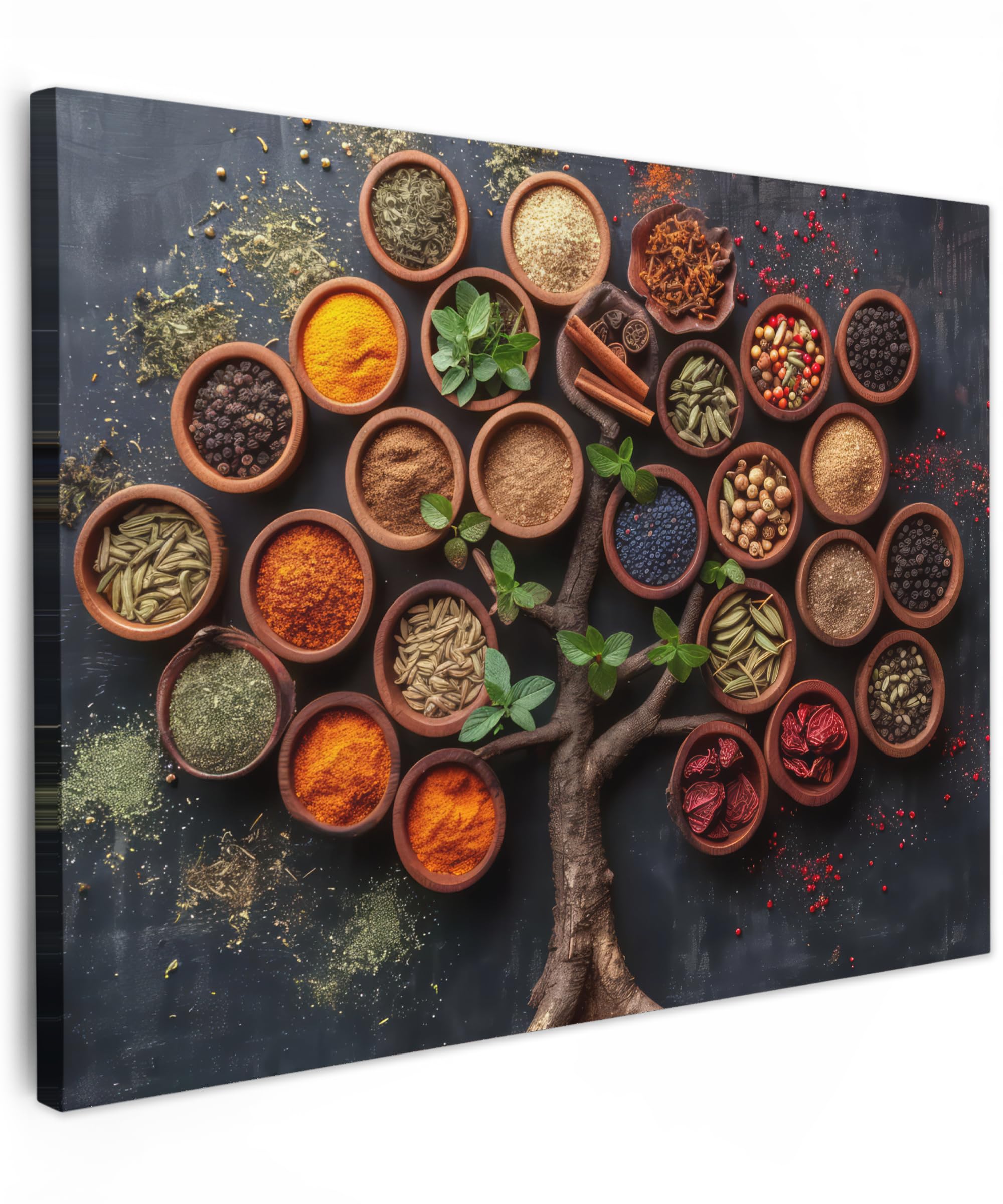 MuchoWow© Leinwände 70x50 cm Wall Decoration Bilder für die Wand Schlafzimmer Deko Pictures Canvas Painting Wanddekoration Wohnzimmer Kräuter - Baum - Küche - Kochen