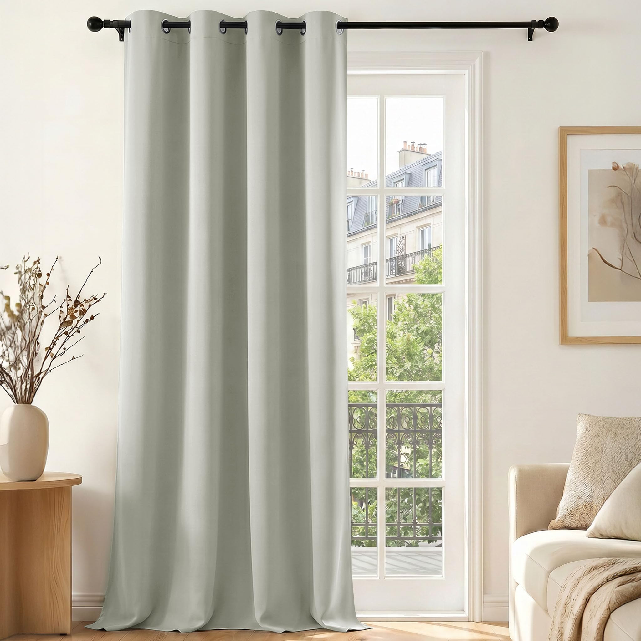 Deconovo Tenda Oscurante per Interni con Occhielli, 1 Pannello 140x260 cm, Tenda Termica Isolante per Camera da Letto e Soggiorno, Drappeggio Morbido ed Elegante, Grigio Ghiaccio