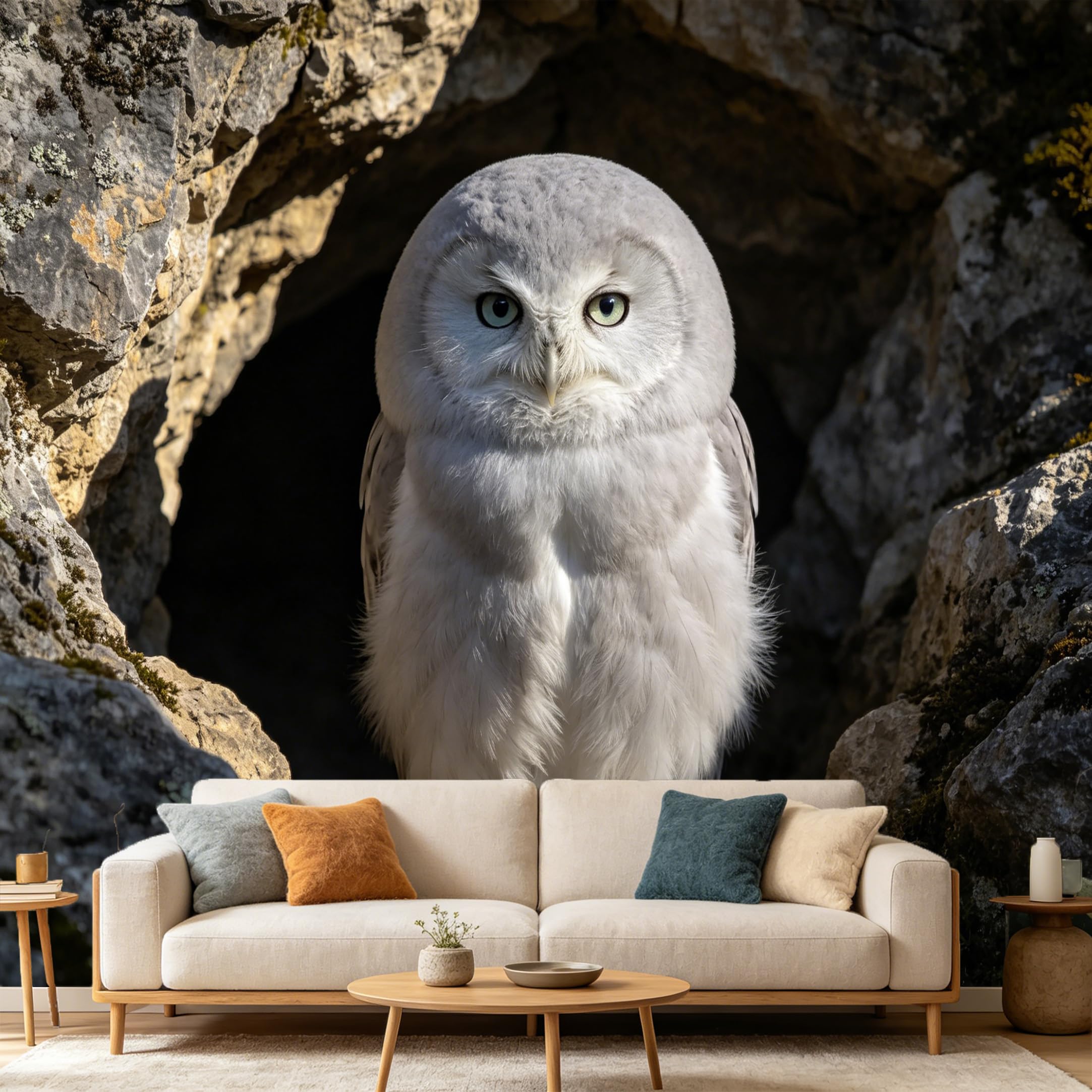 Custom Size Wall Mural Snowy Owl Bird Wildlife Nature Animal Portrait SelfAdhesive Art Prints wall Fabric (No PVC) Removable Wallpaper Home Bedroom Decor