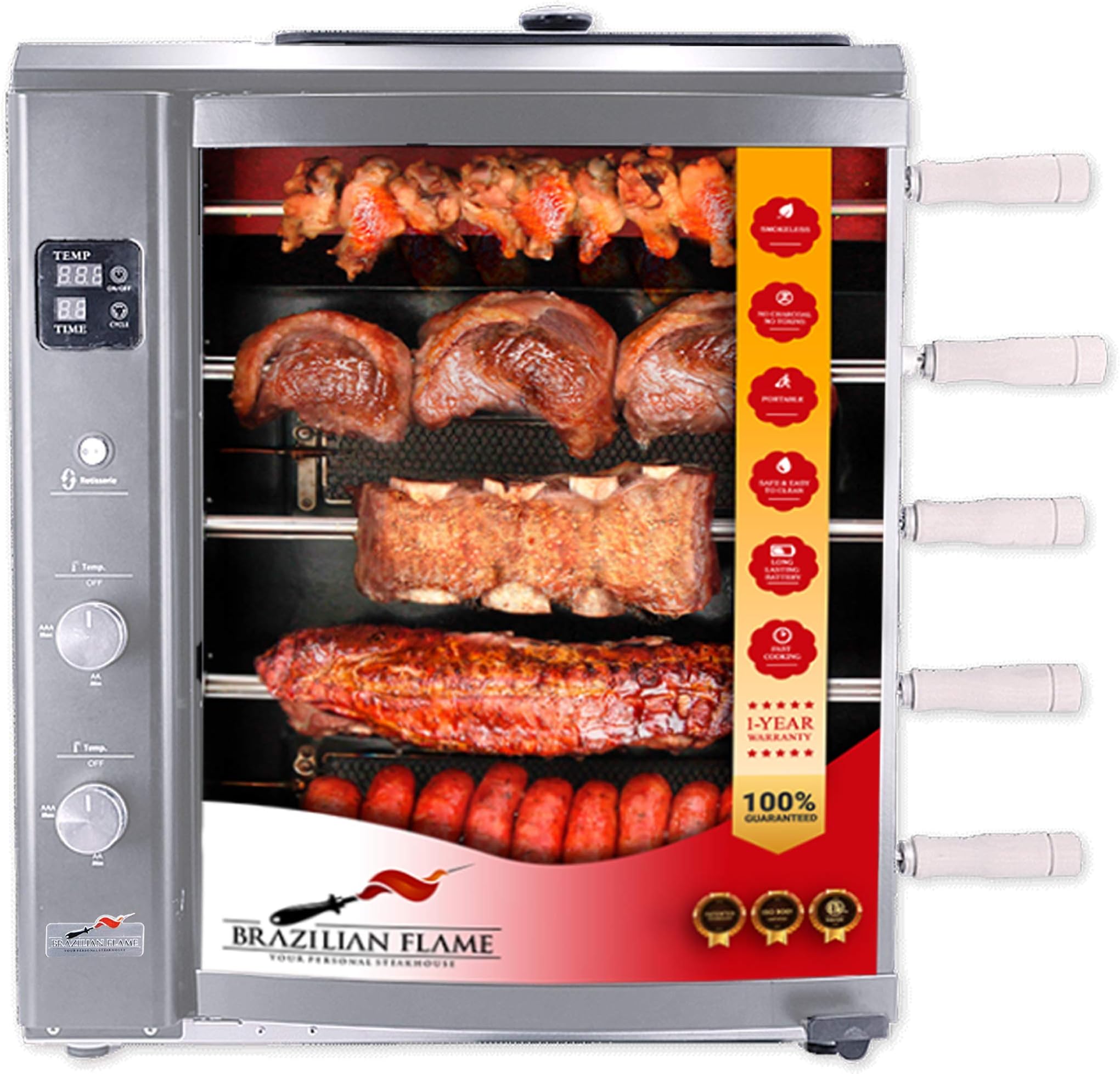 Brazilian Flame Silver Brazilian Gas Rotisserie Grill