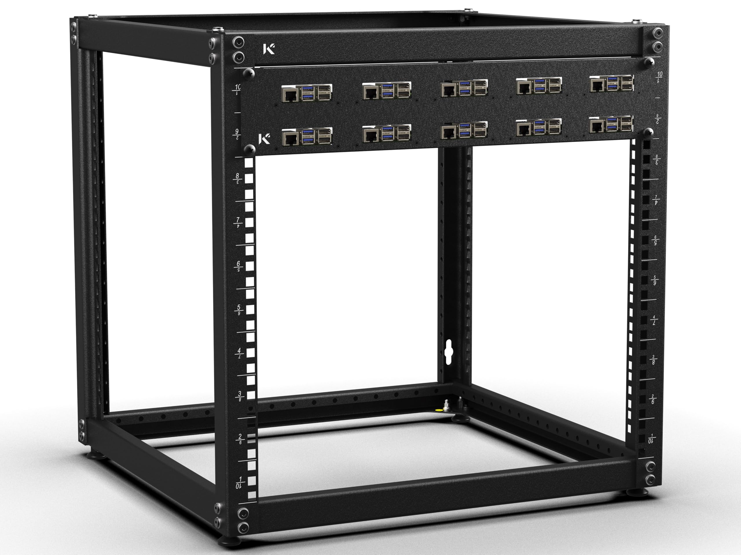 KKSB Pannello rack 2U per Raspberry Pi da 19-inch (19"), contiene 10 schede, supporta cappelli e dispositivo di raffreddamento ufficiale Raspberry Pi