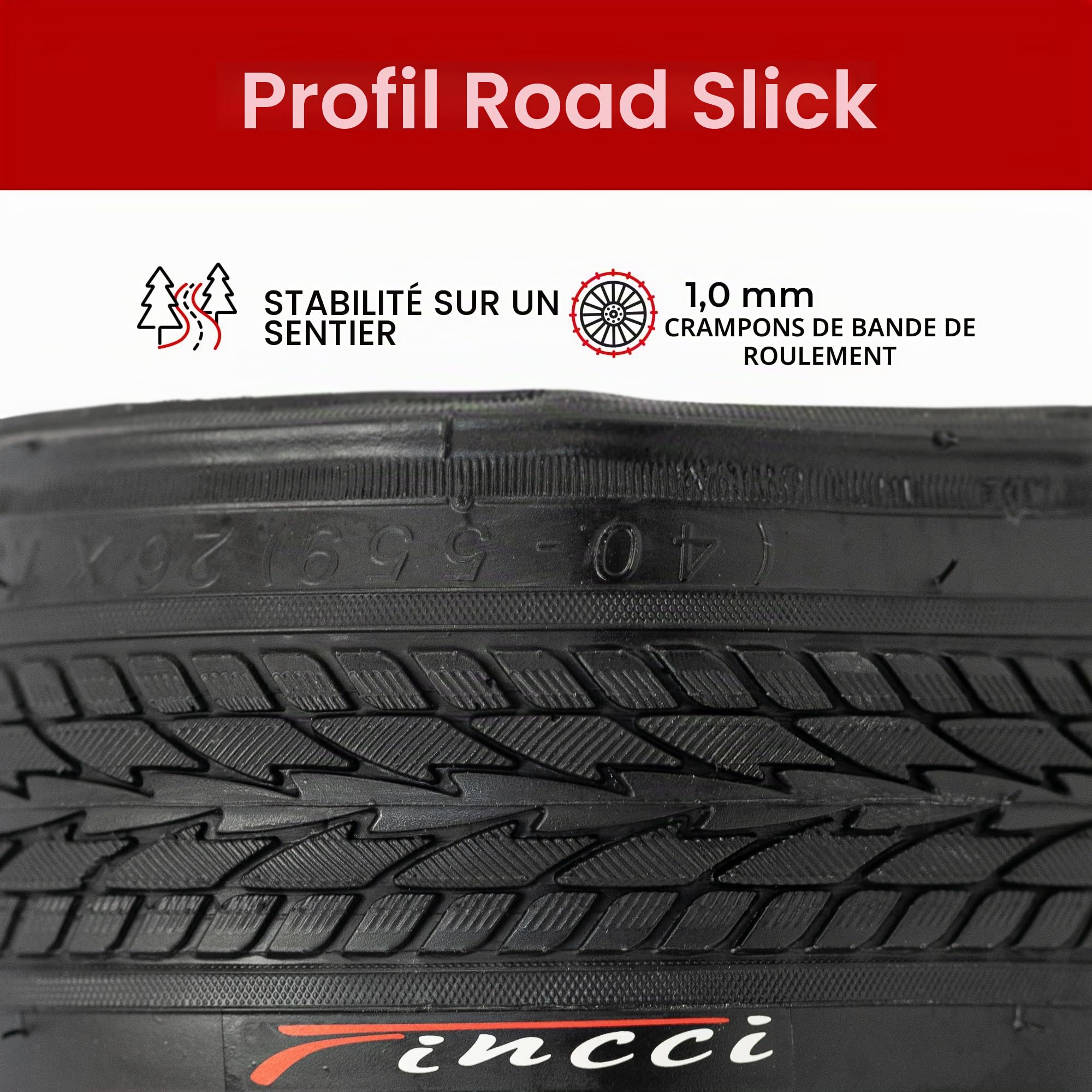 Fincci Pneu Slick 26 x 1.5 Pouces - Pneus Lisse 40-559, pour Route VTT Montagne Hybrid Vélo Bicyclette 26 x 1.50, Convient de Roue 26"
